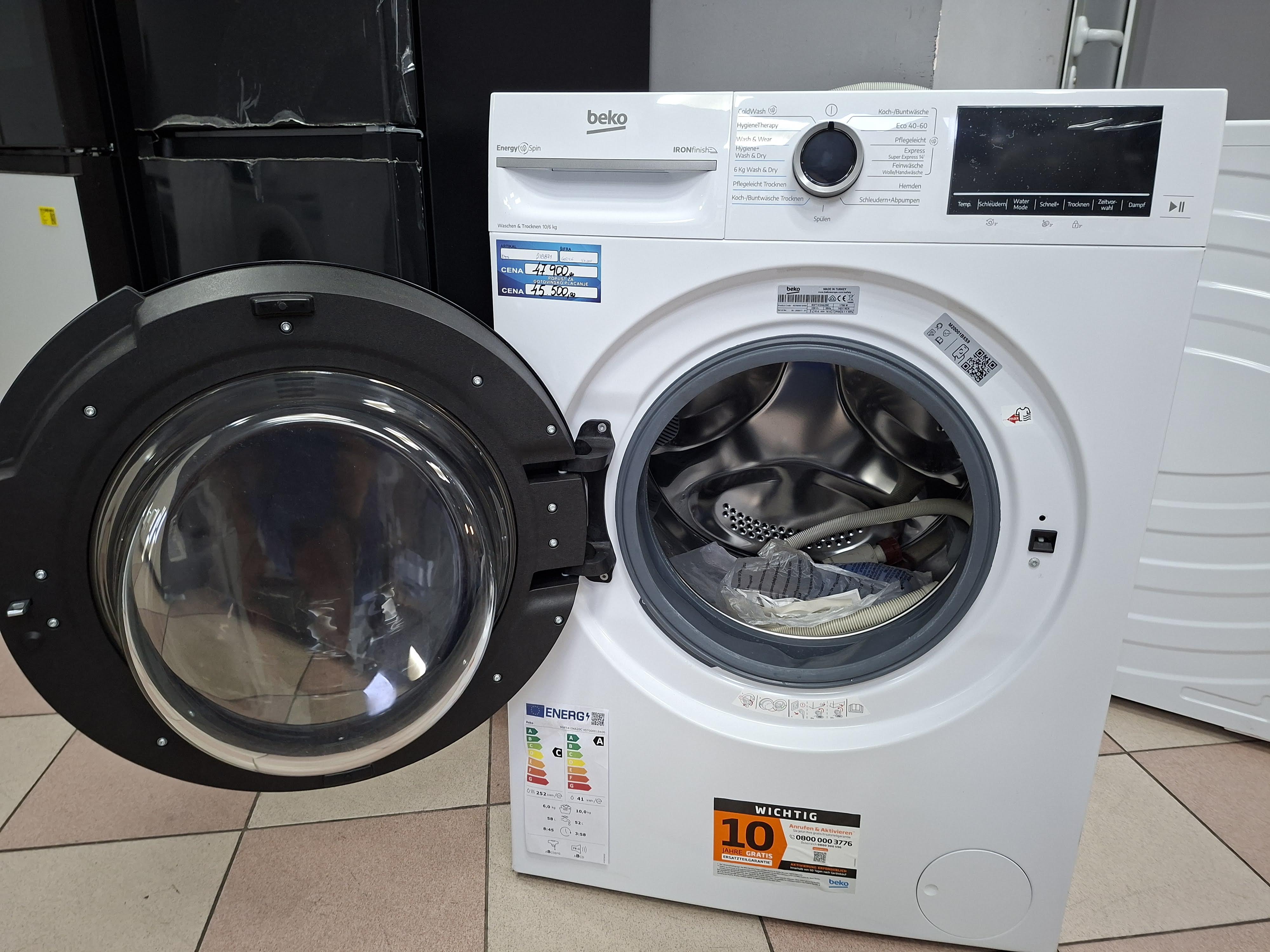 ašina za Pranje i sušenje veša Beko BDFT4104A20C, 10+6 kg