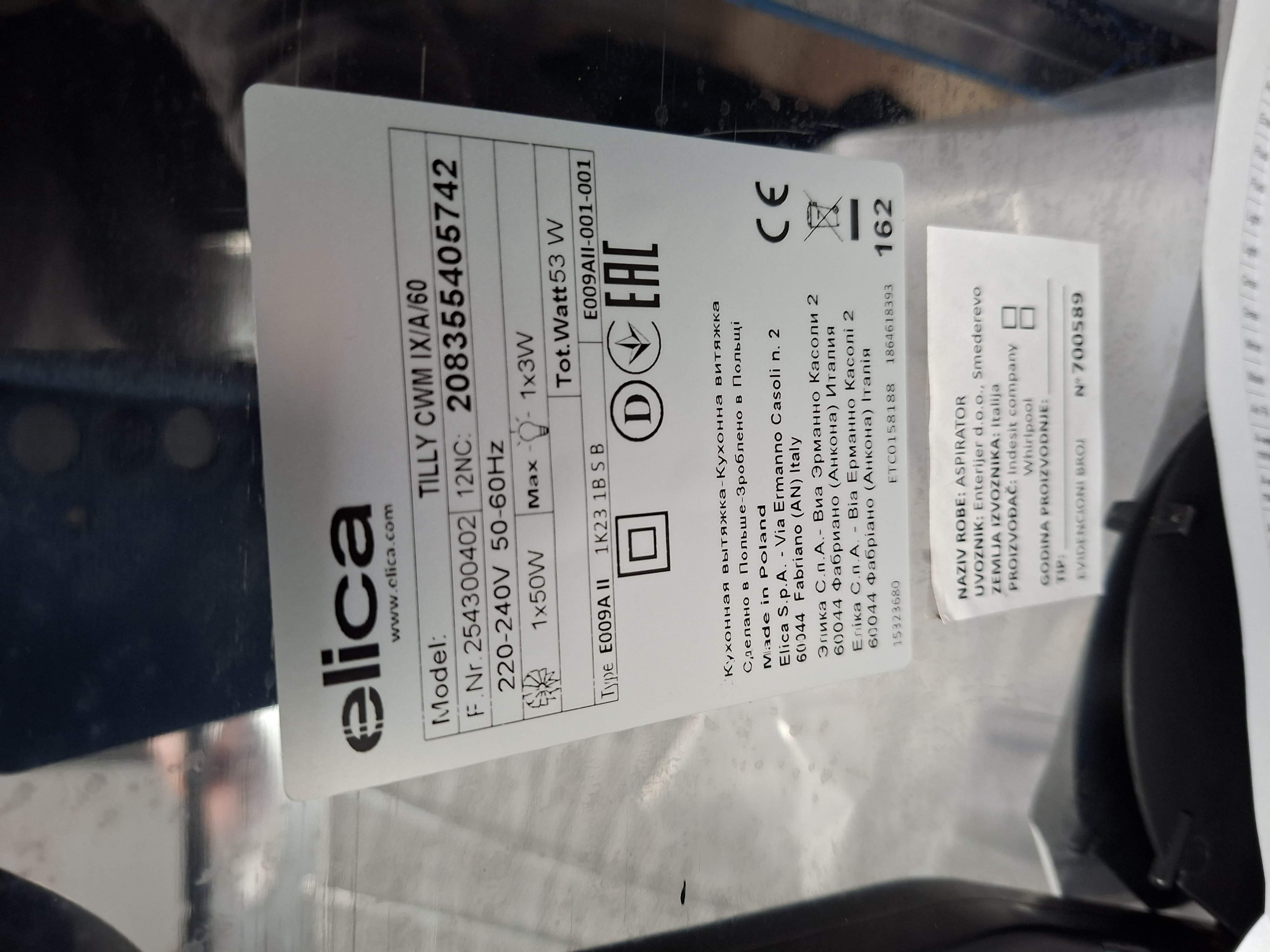 Aspirator Elica TILLY CWM IX A 60 (2) , 60 cm.