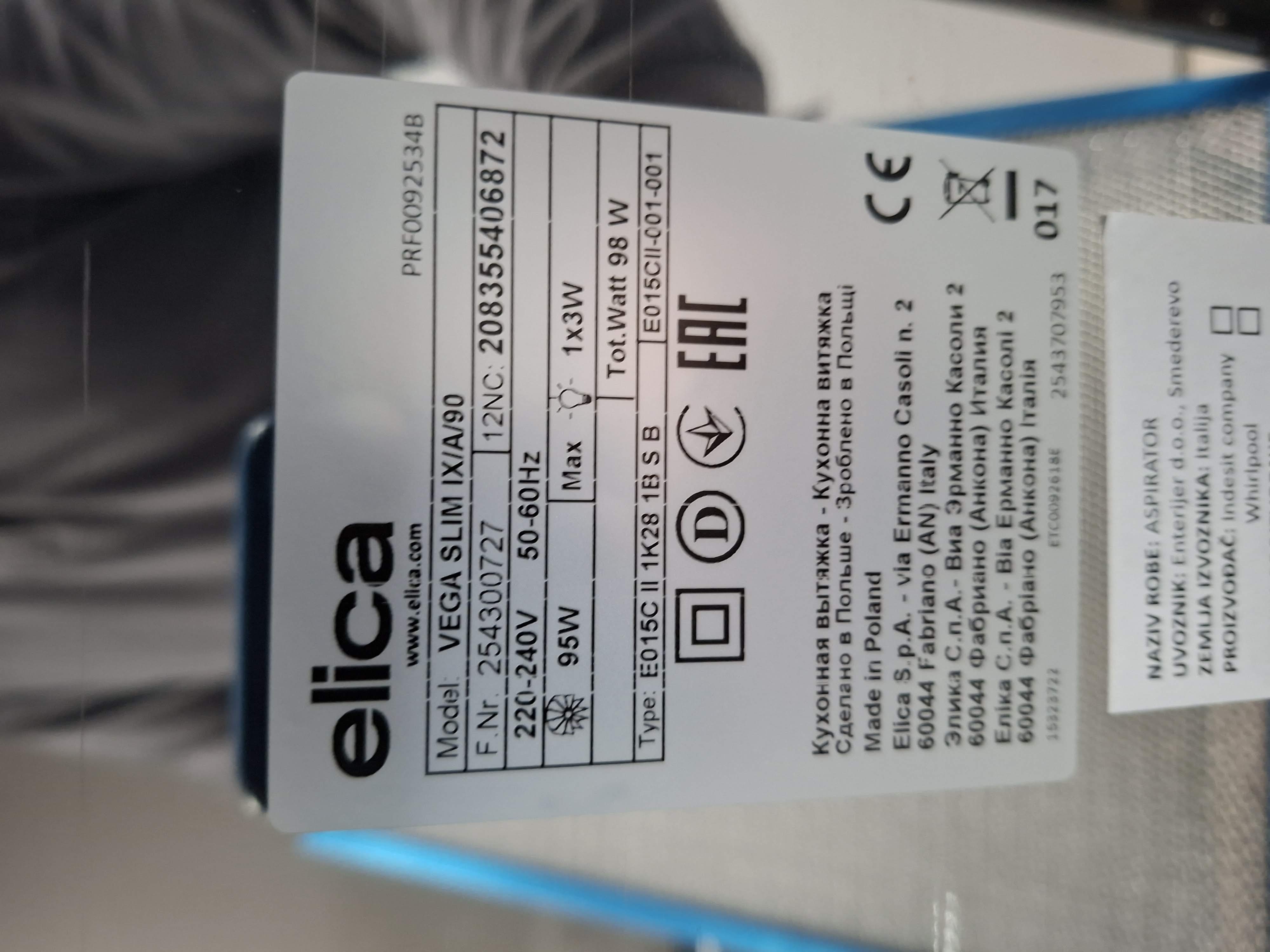 Aspirator Elica Vega Slim IX/A/90 (2), 90cm