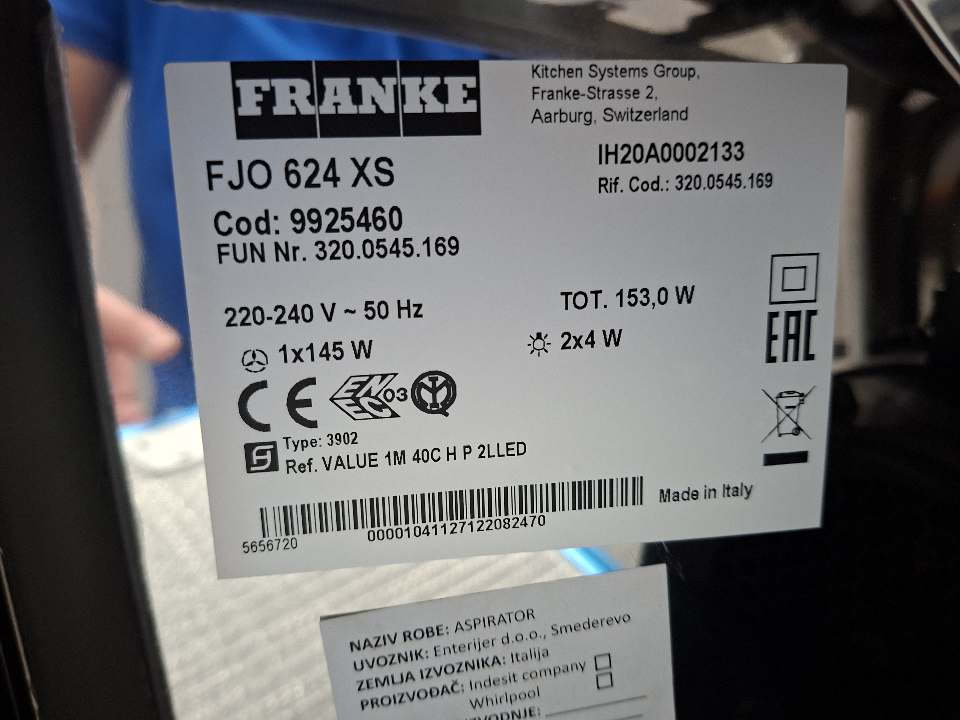 Aspirator Franke FJO 624 XS , 60cm