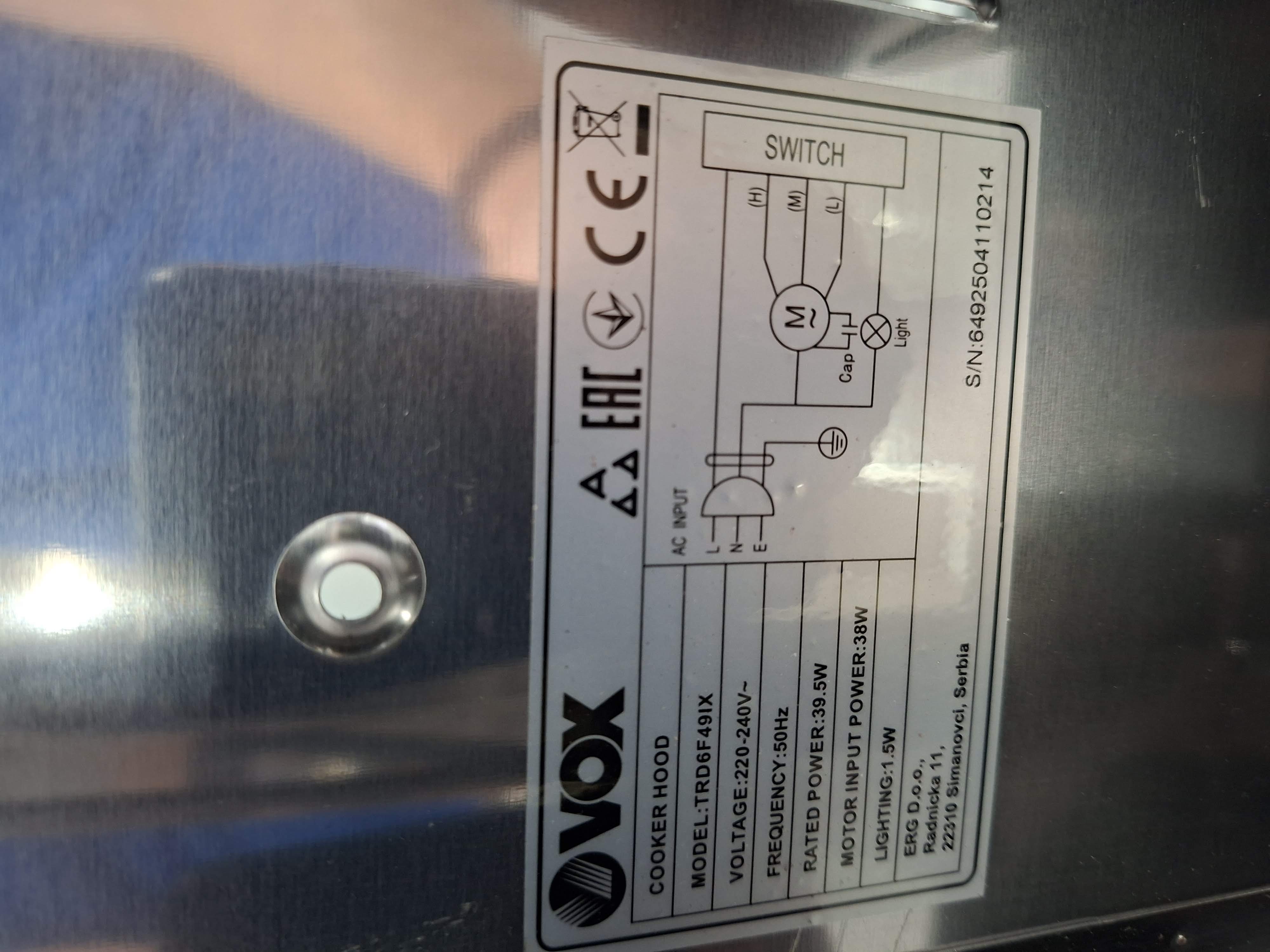 Aspirator Vox TRD 6F49 IX , 60cm