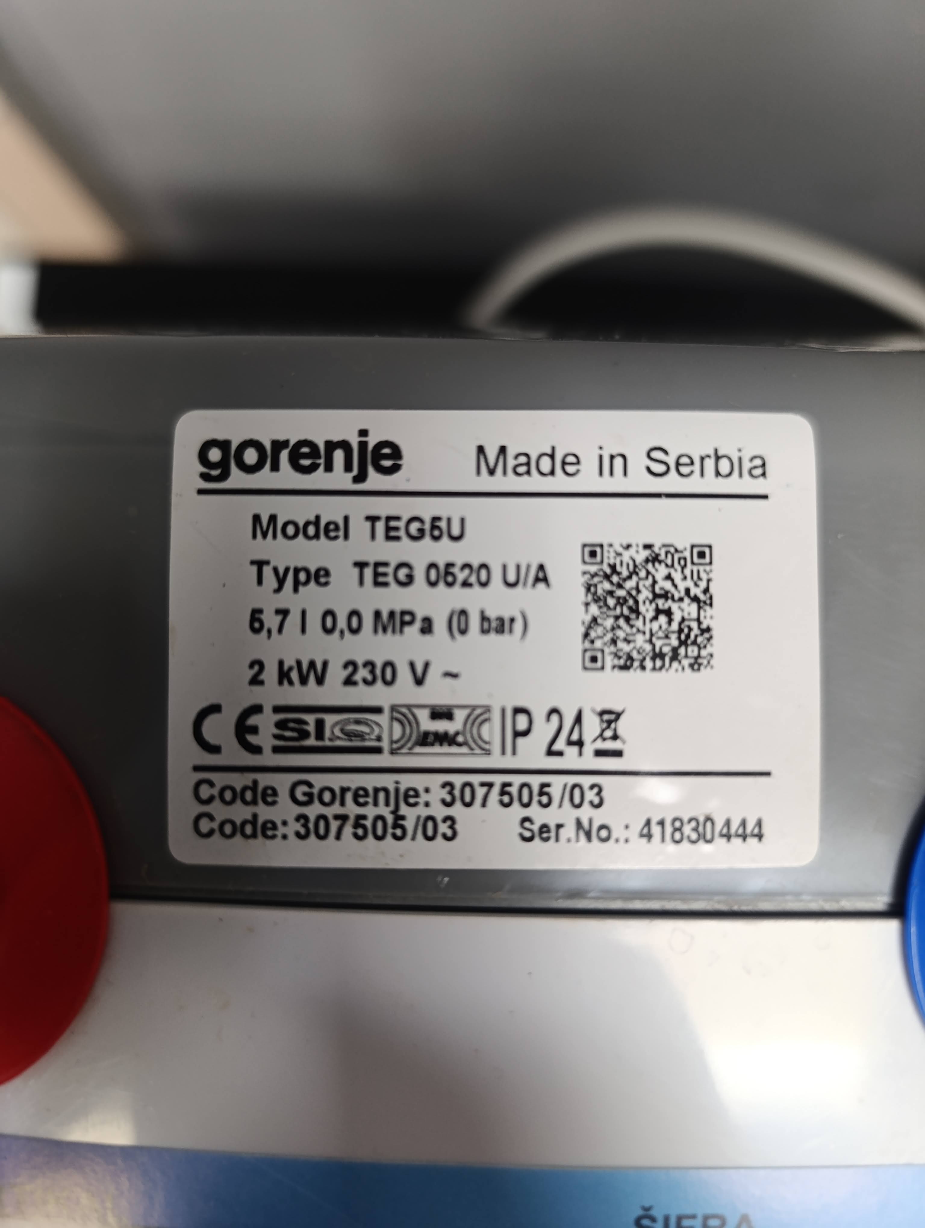 Bojler Gorenje TEG5U , 5L