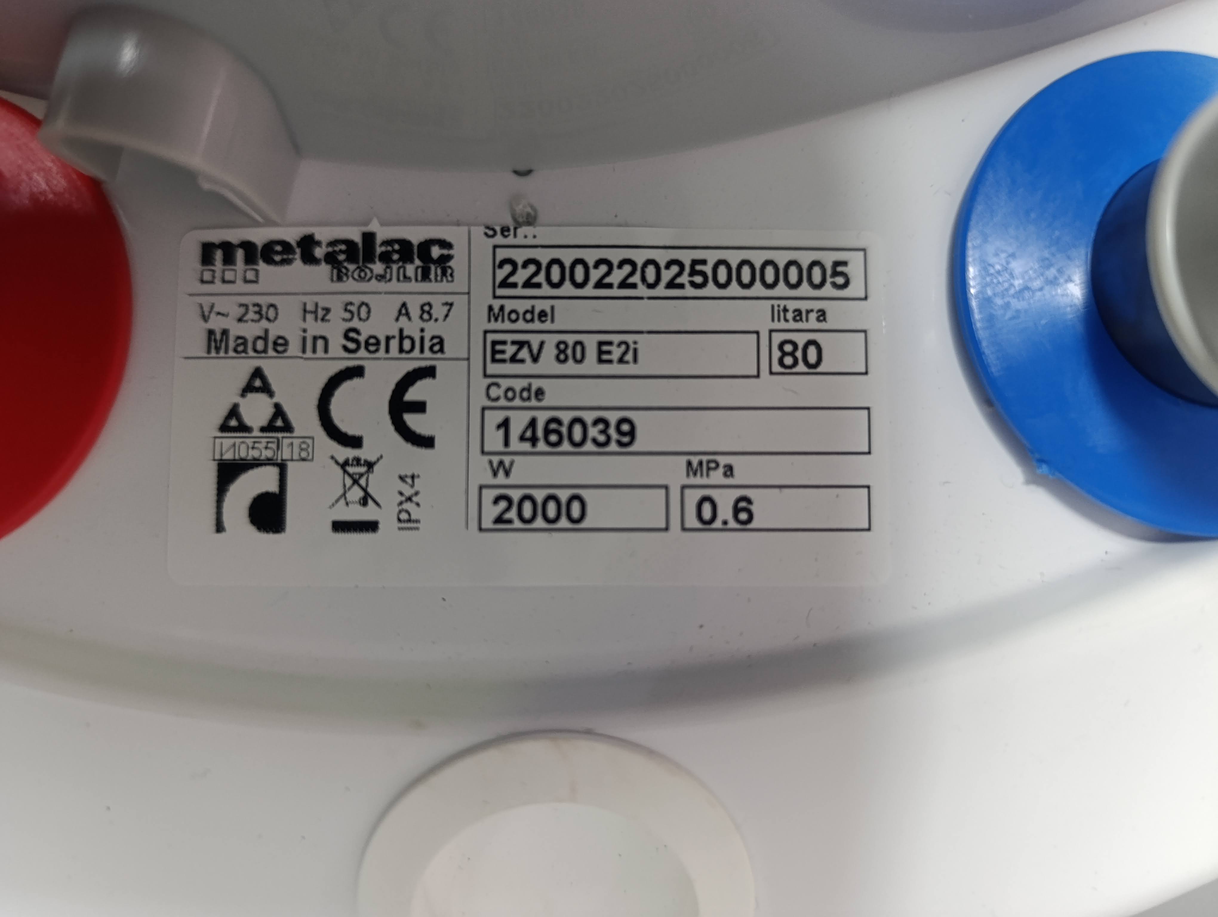 Bojler Metalac  EZV 80 E2i , 80L.
