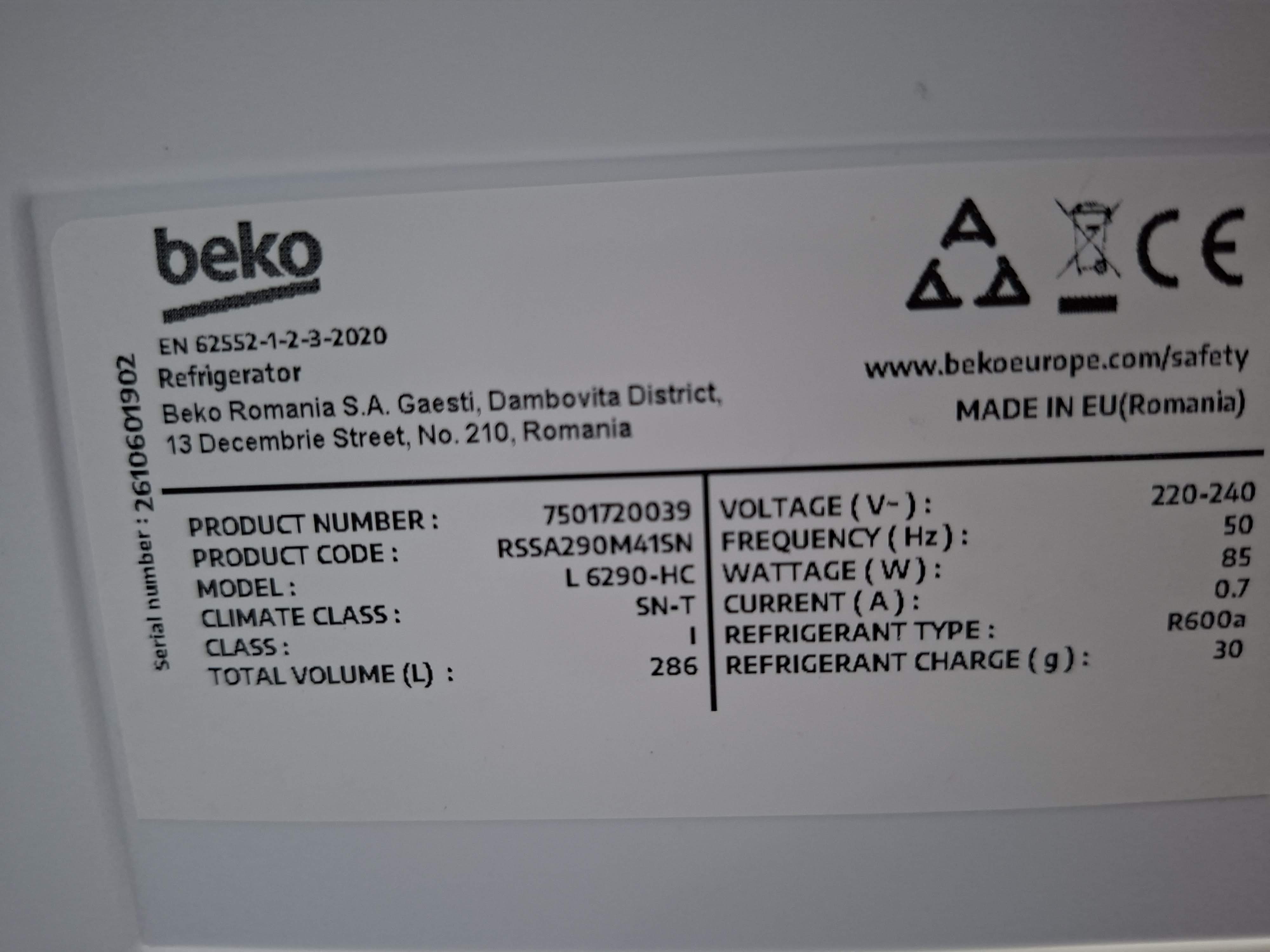 Frižider Beko RSSA290M41SN , 151 cm.