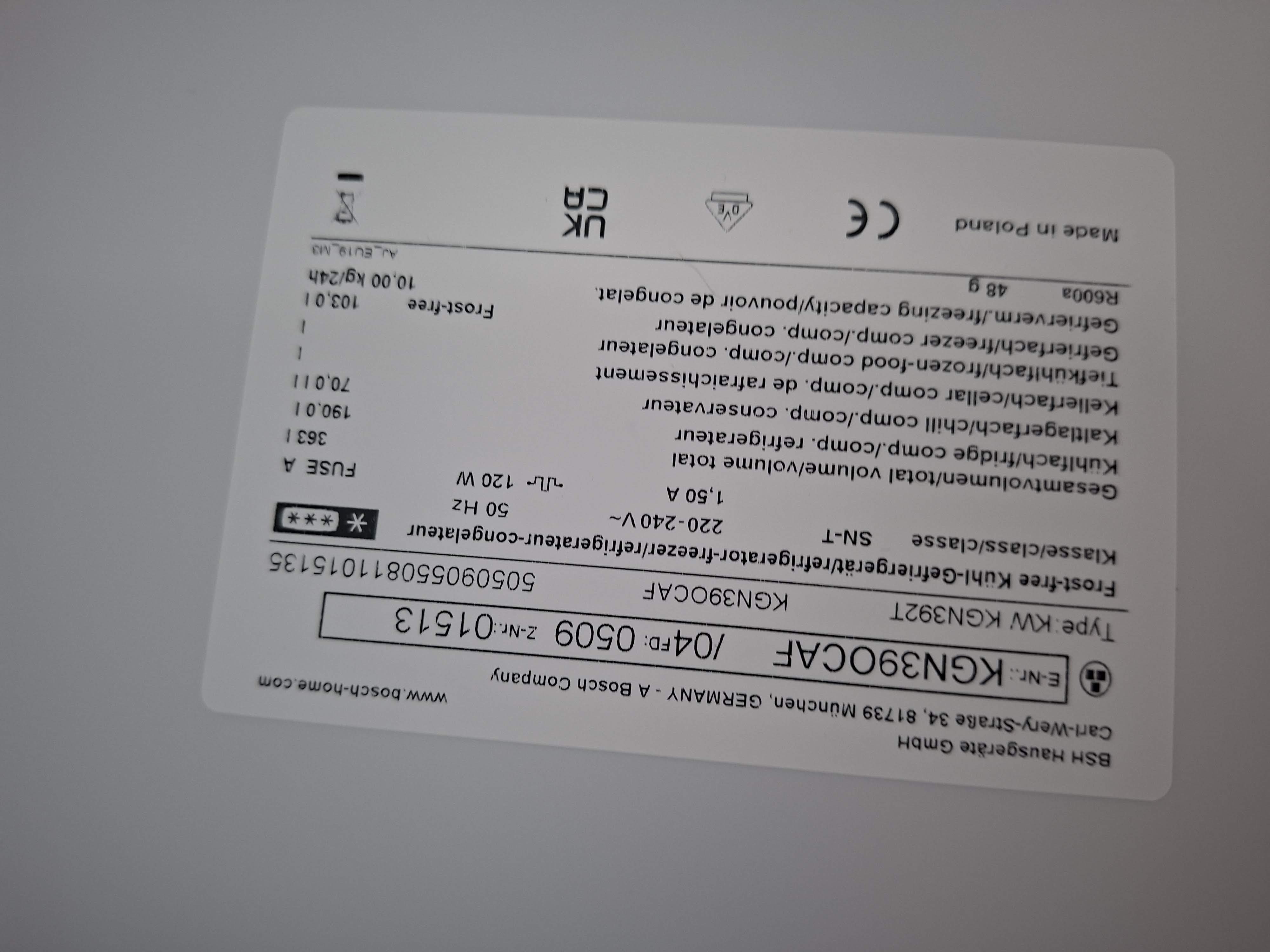 Frižider Bosch KGN39OCAF , 203 cm