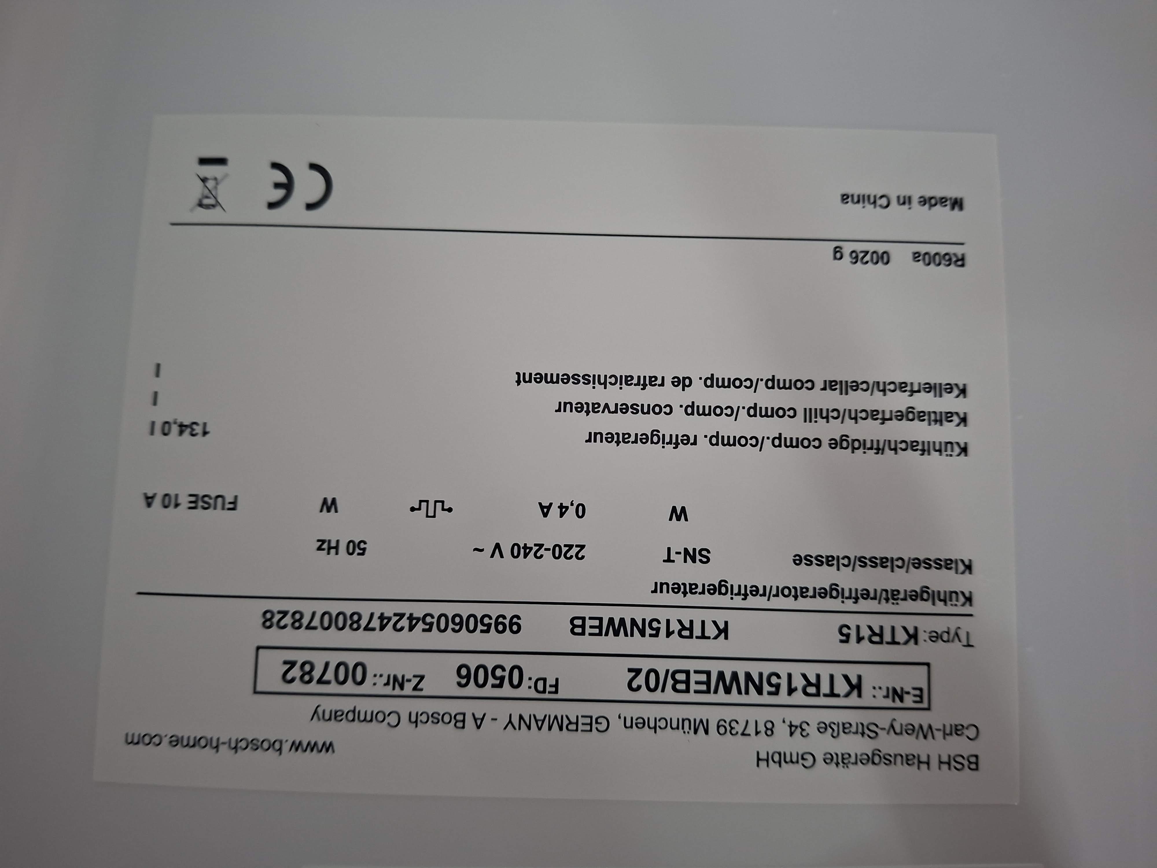 Frižider Bosch KTR15NWEB , 85 cm.