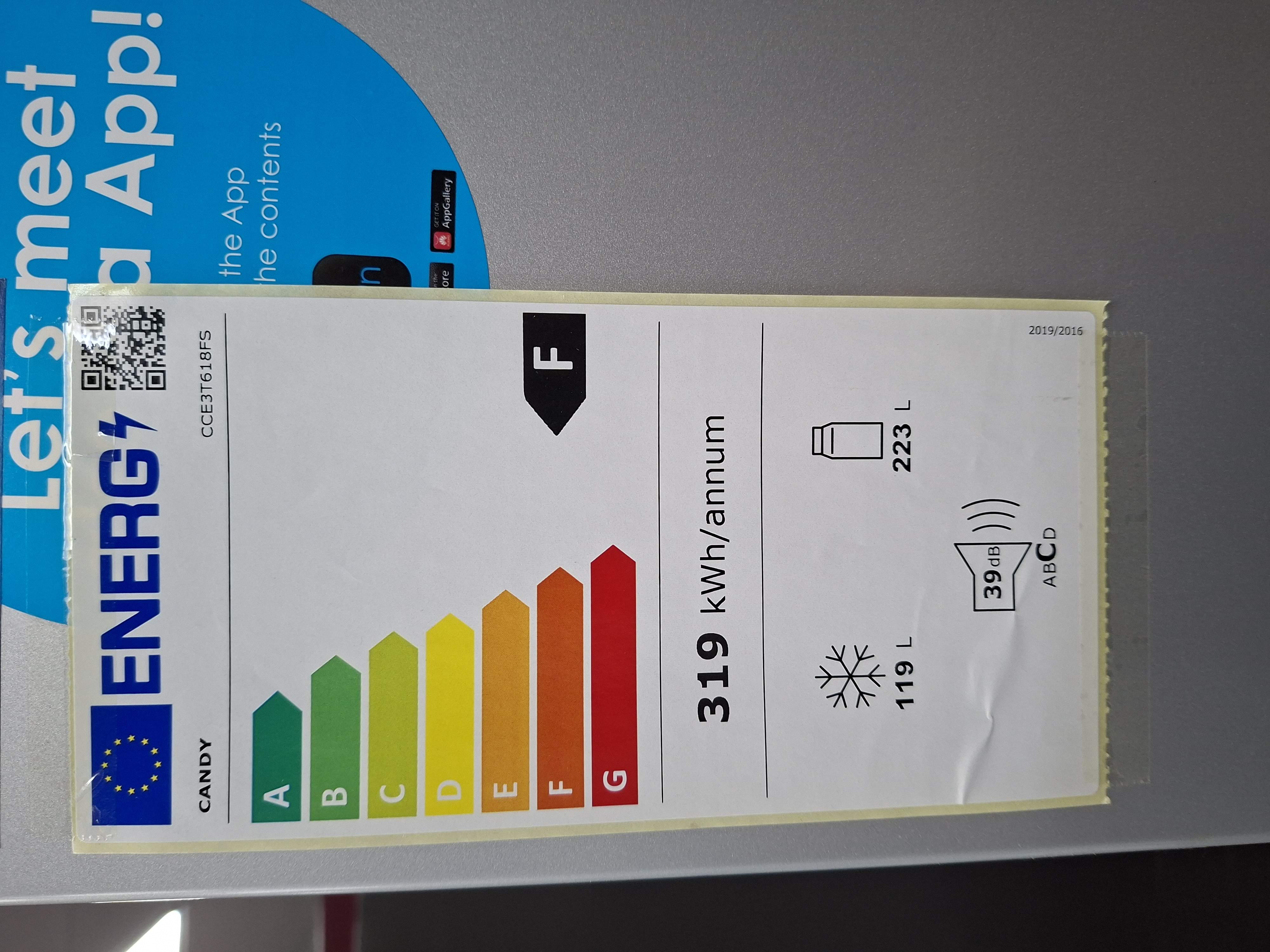 Frižider Candy CCE3T618FS , 185 cm.