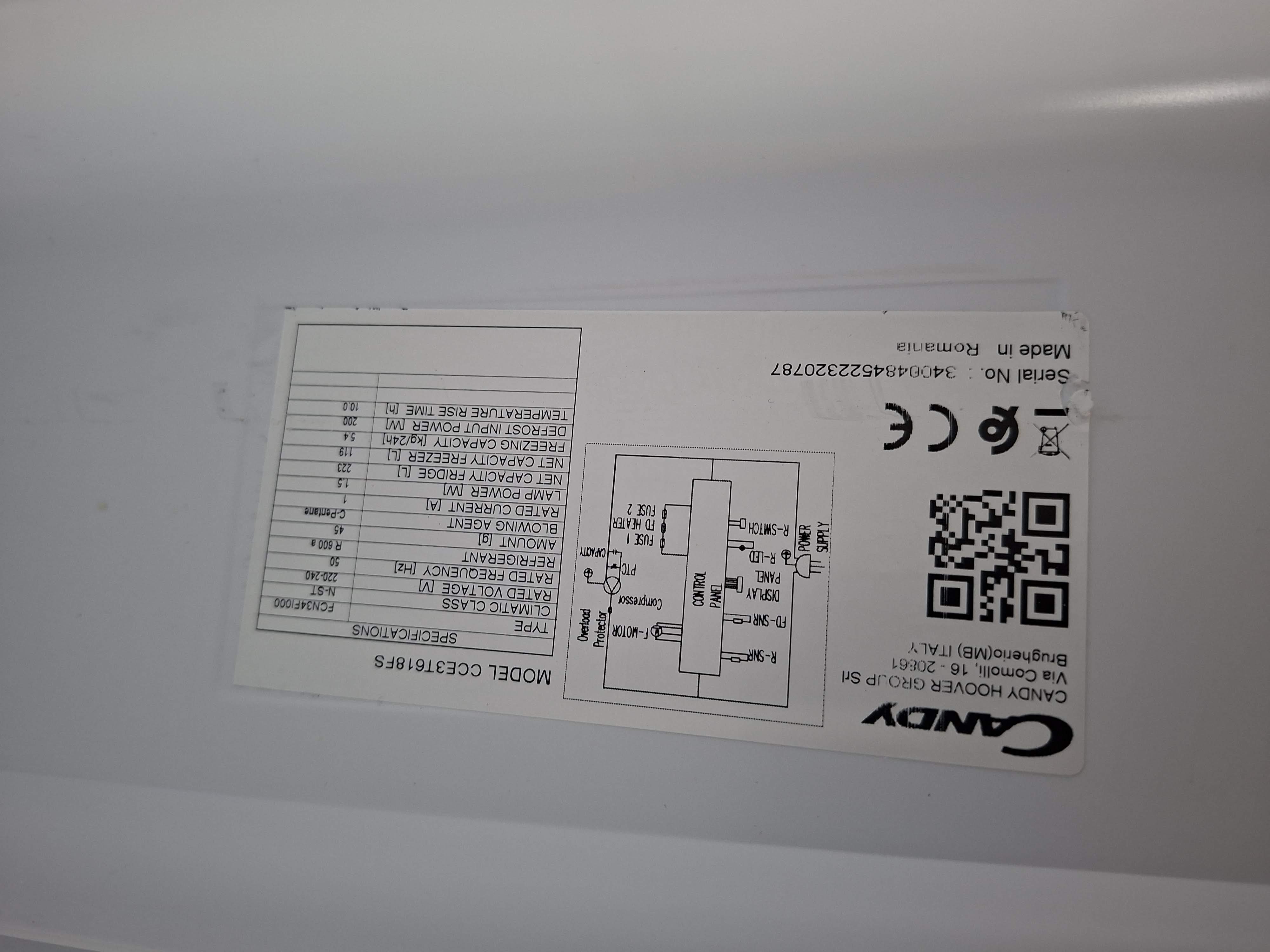 Frižider Candy CCE3T618FS , 185 cm.