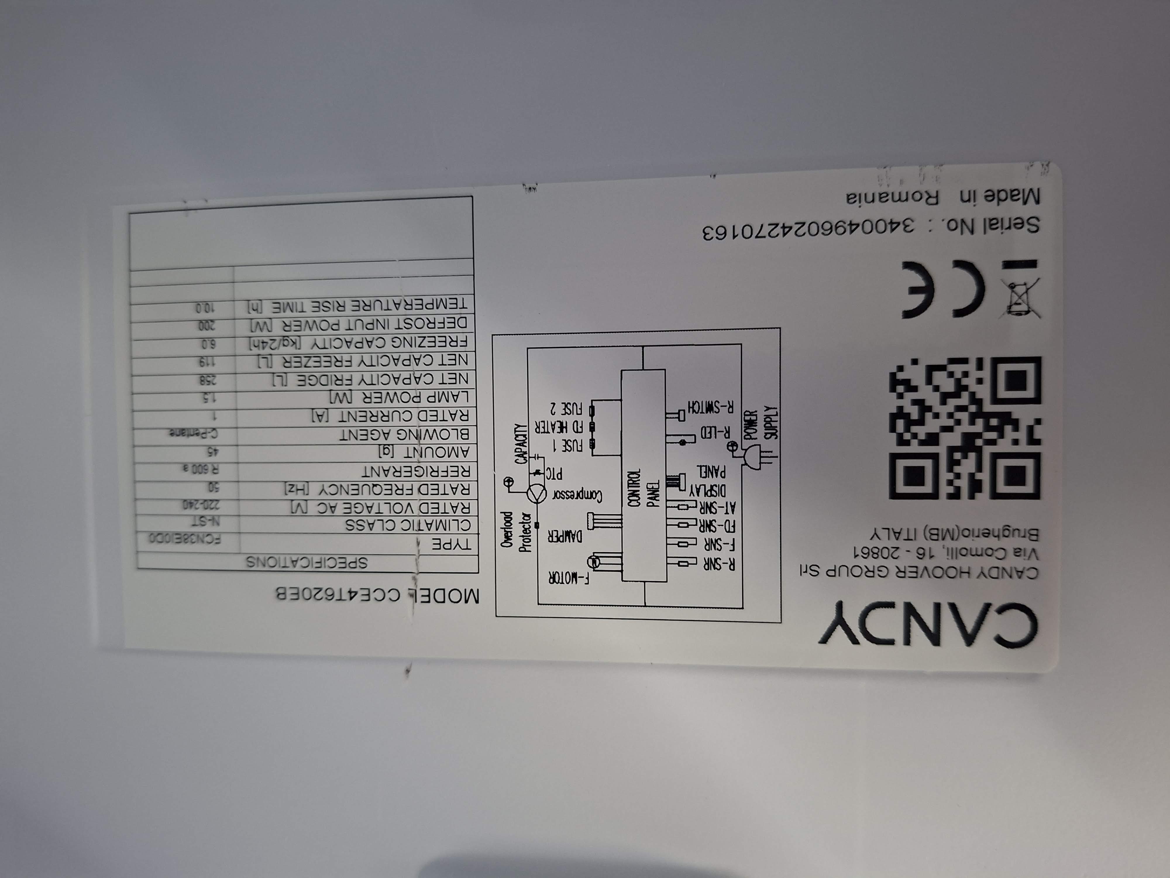 Frižider Candy CCE4T620EB , 200 cm. 