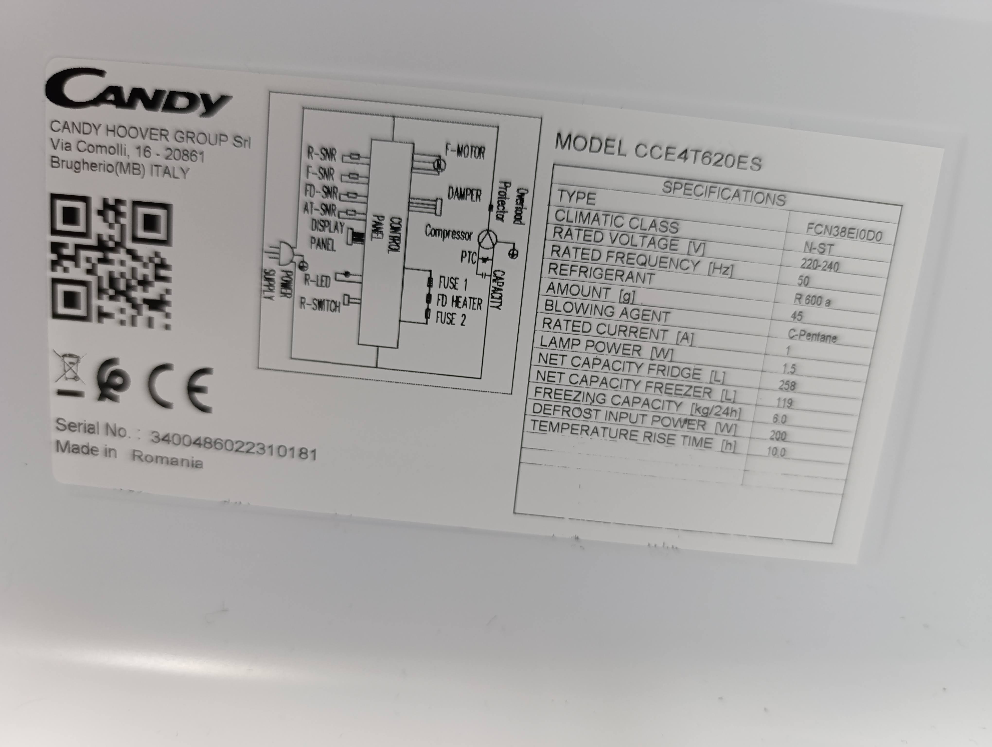 Frižider Candy CCE4T620DX , 200 cm. 