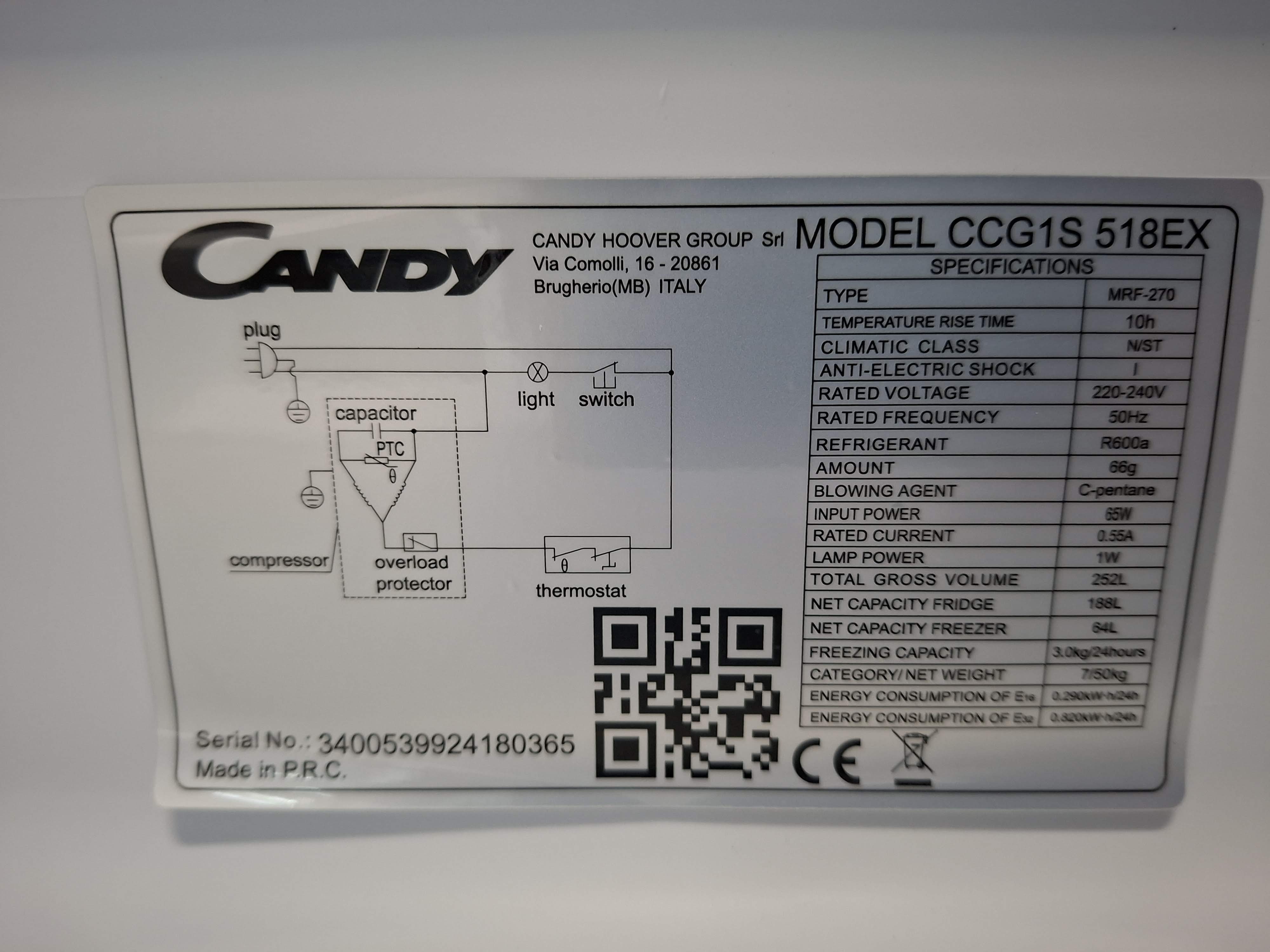 Frižider Candy CCG1S 518EX, 180 cm