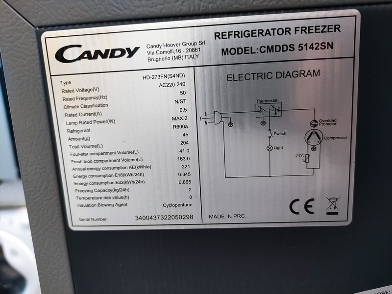 Frižider Candy CMDDS 5142 SN , 143 cm