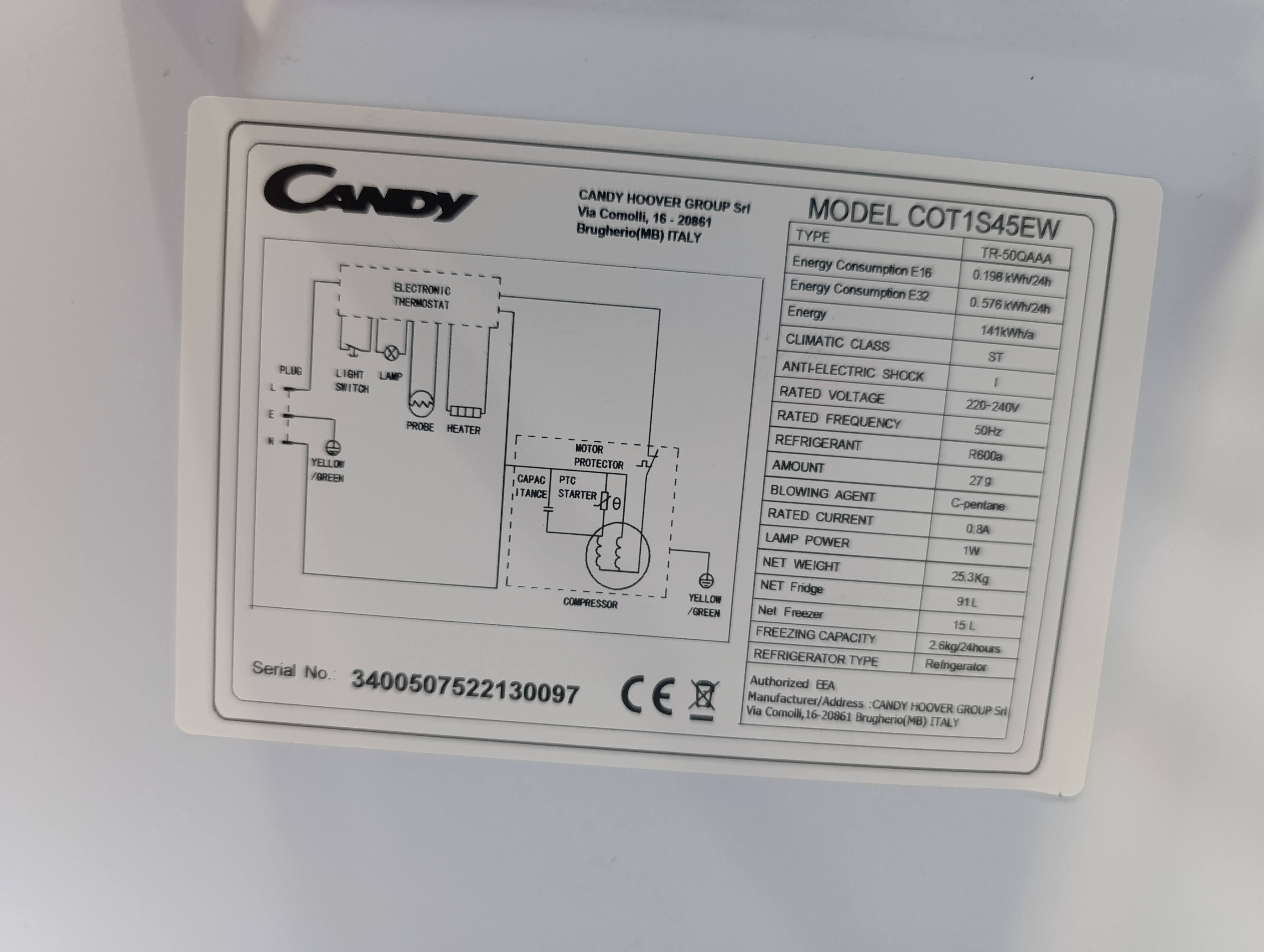 Frižider Candy COT1S45EW, 85cm