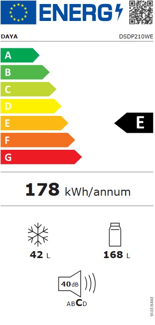 Frižider Daya  DSDP210WE , 143 cm.