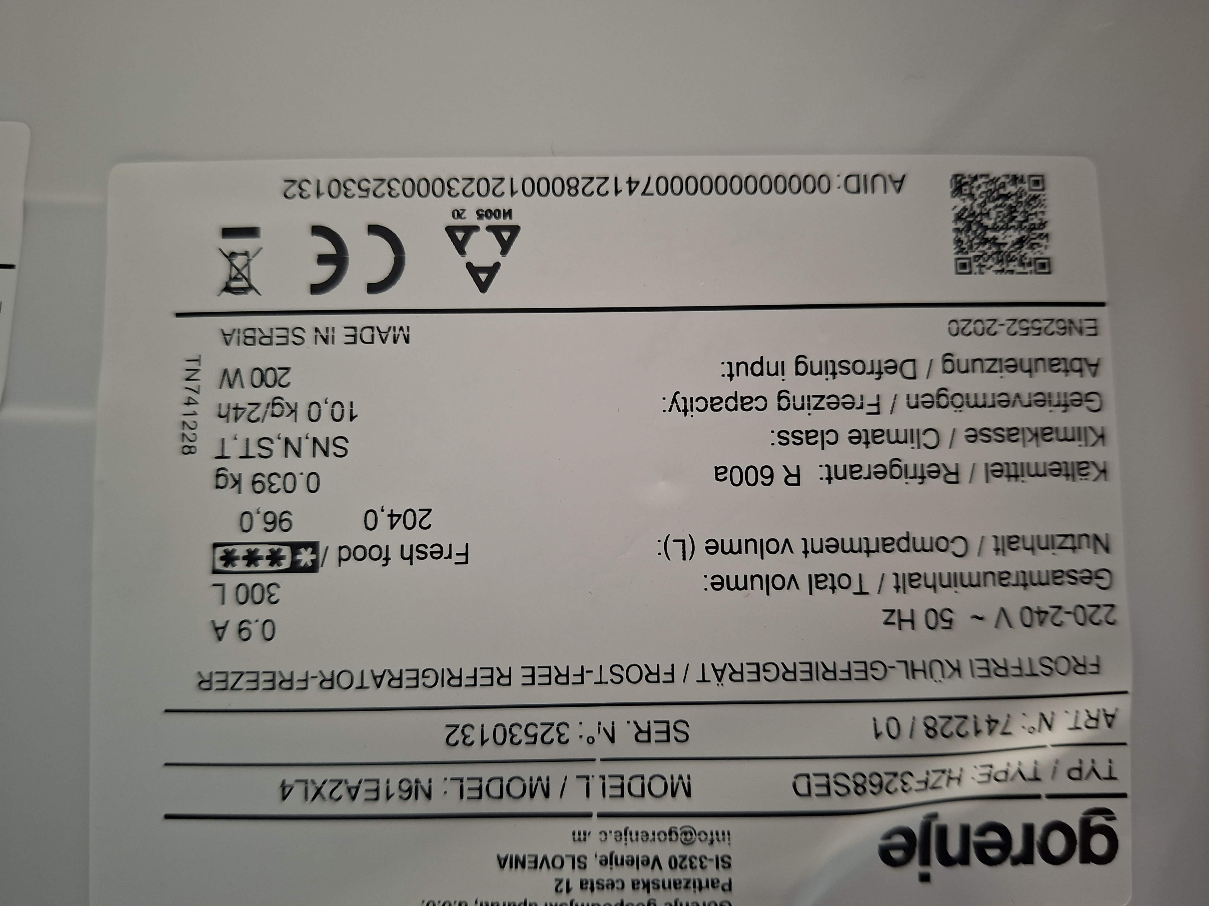 Frižider Gorenje N61EA2XL4 , 185cm.