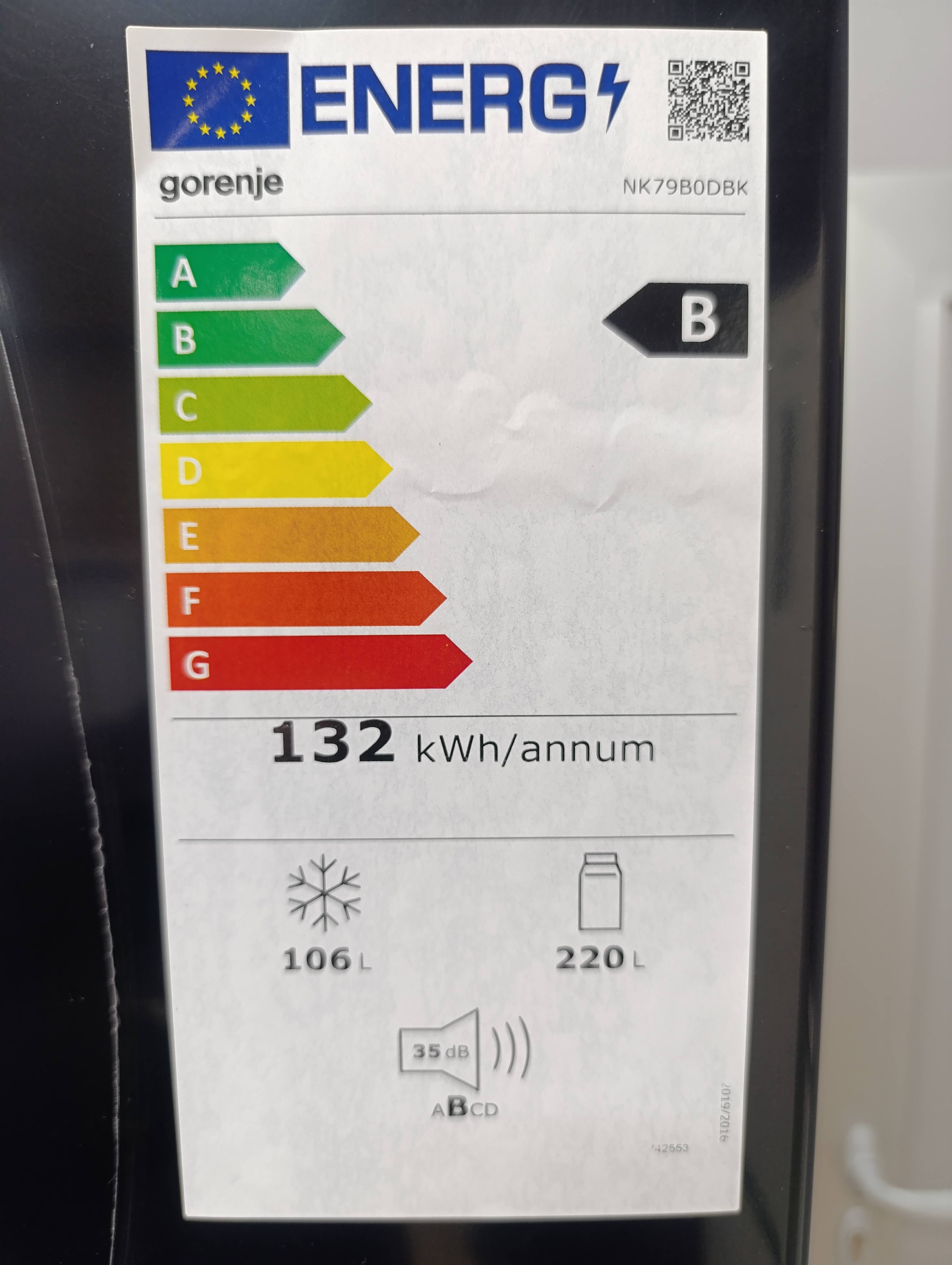 Frižider Gorenje NK79B0DBK, 185cm.