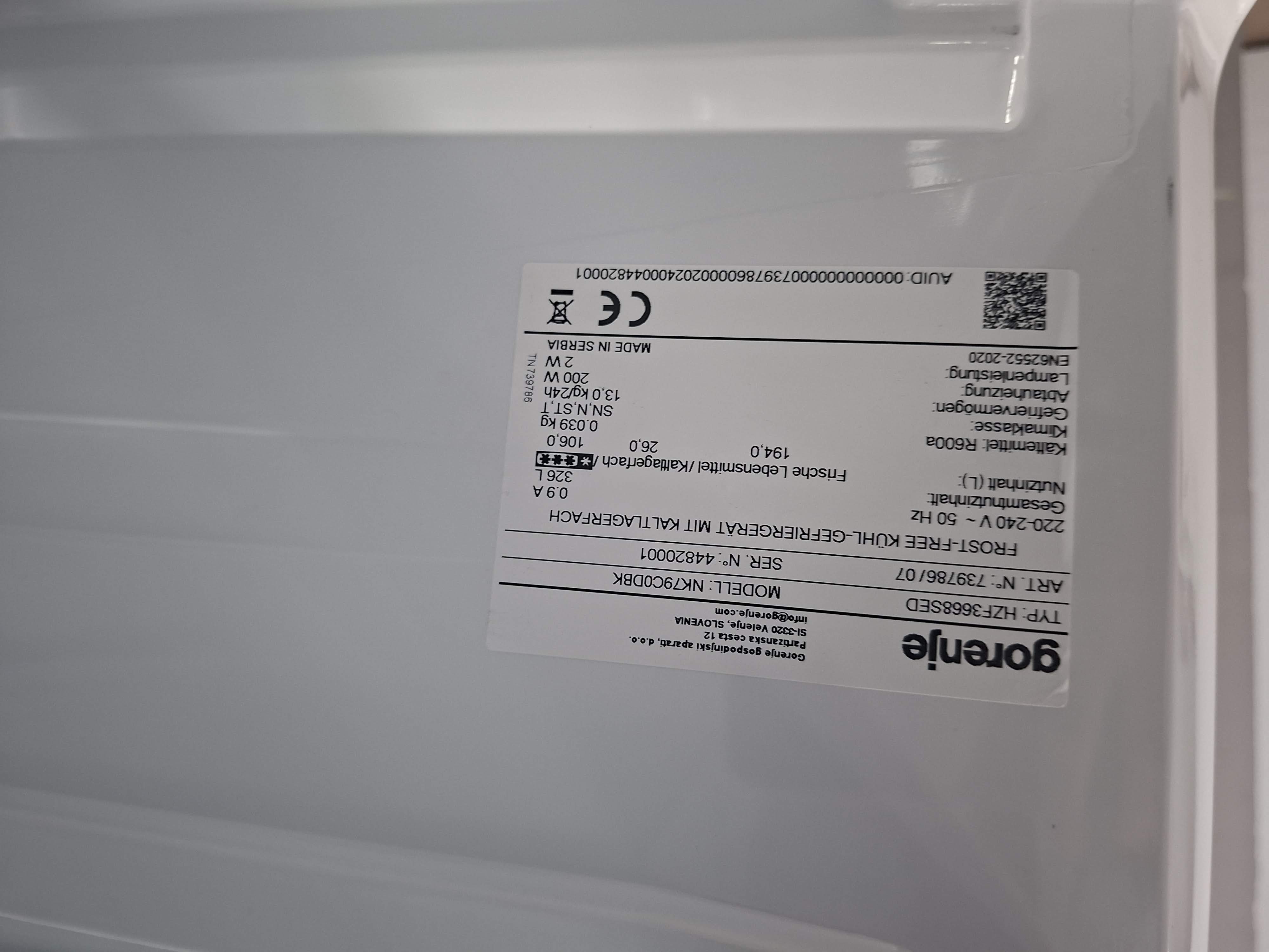Frižider Gorenje NK79C0DBK , 185cm.