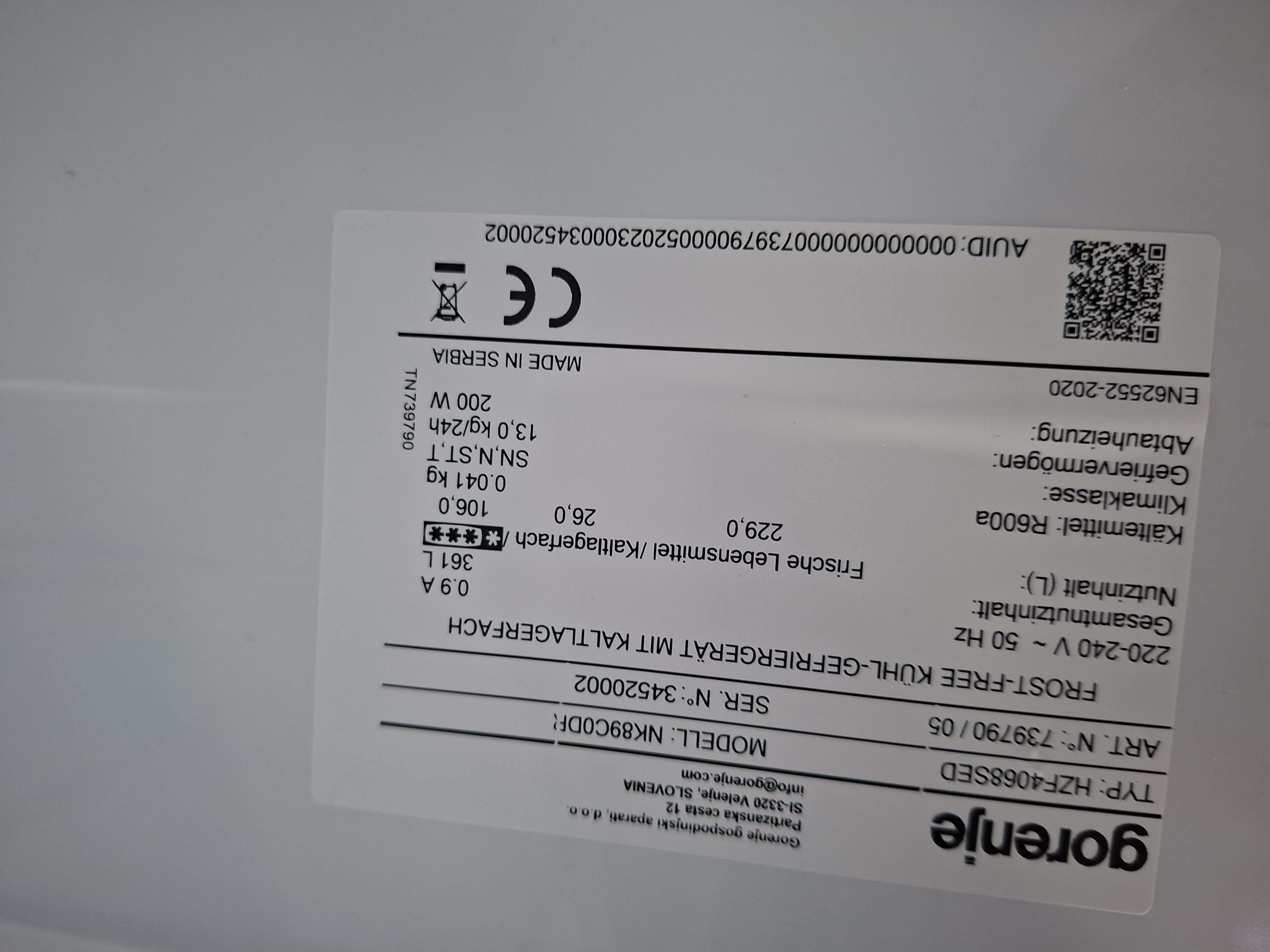 Frižider Gorenje NK89B0DR , 200 cm.