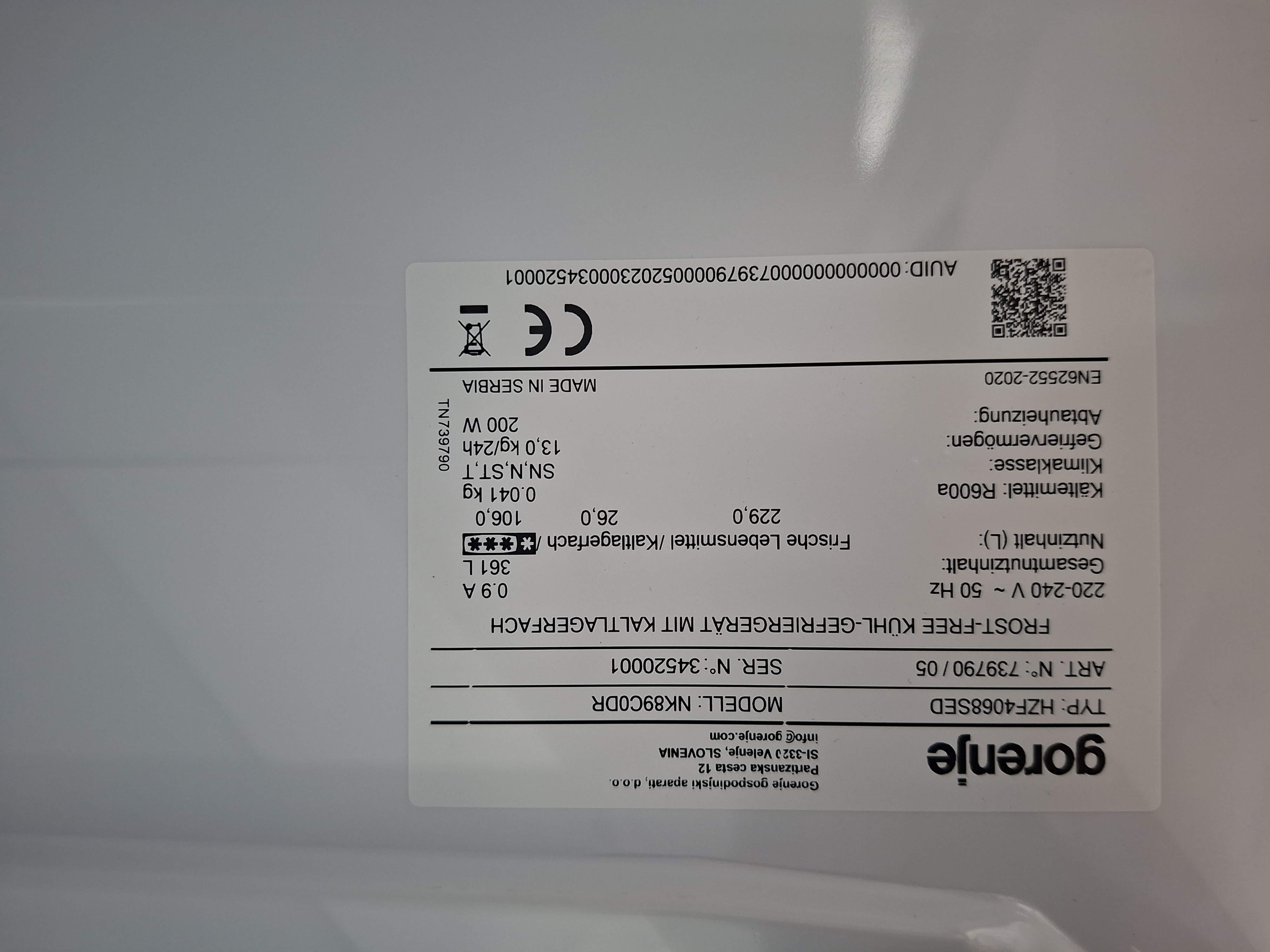 Frižider Gorenje NK89C0DR , 200 cm.