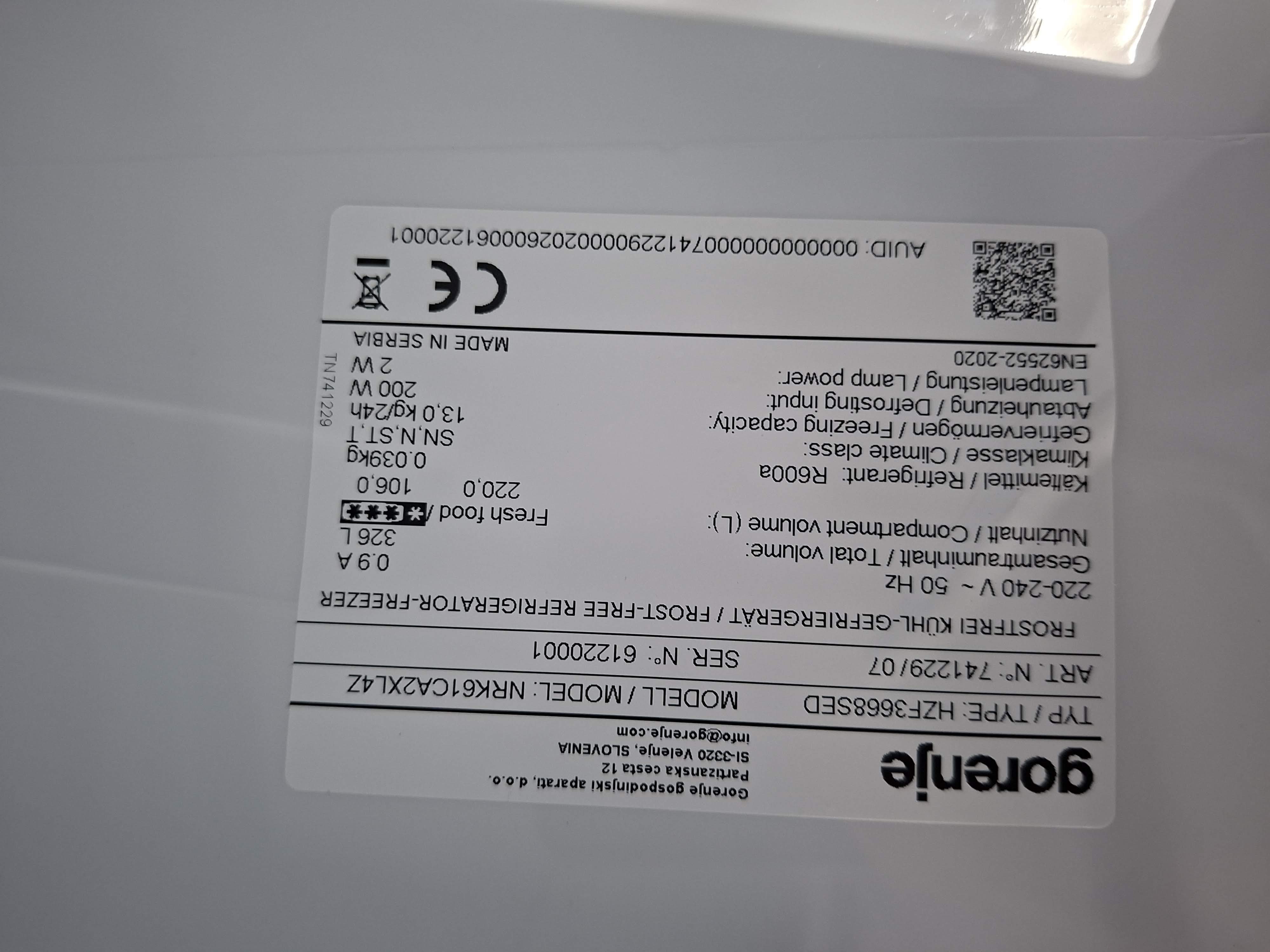 Frižider Gorenje NRK61CA2XL4Z , 185cm.