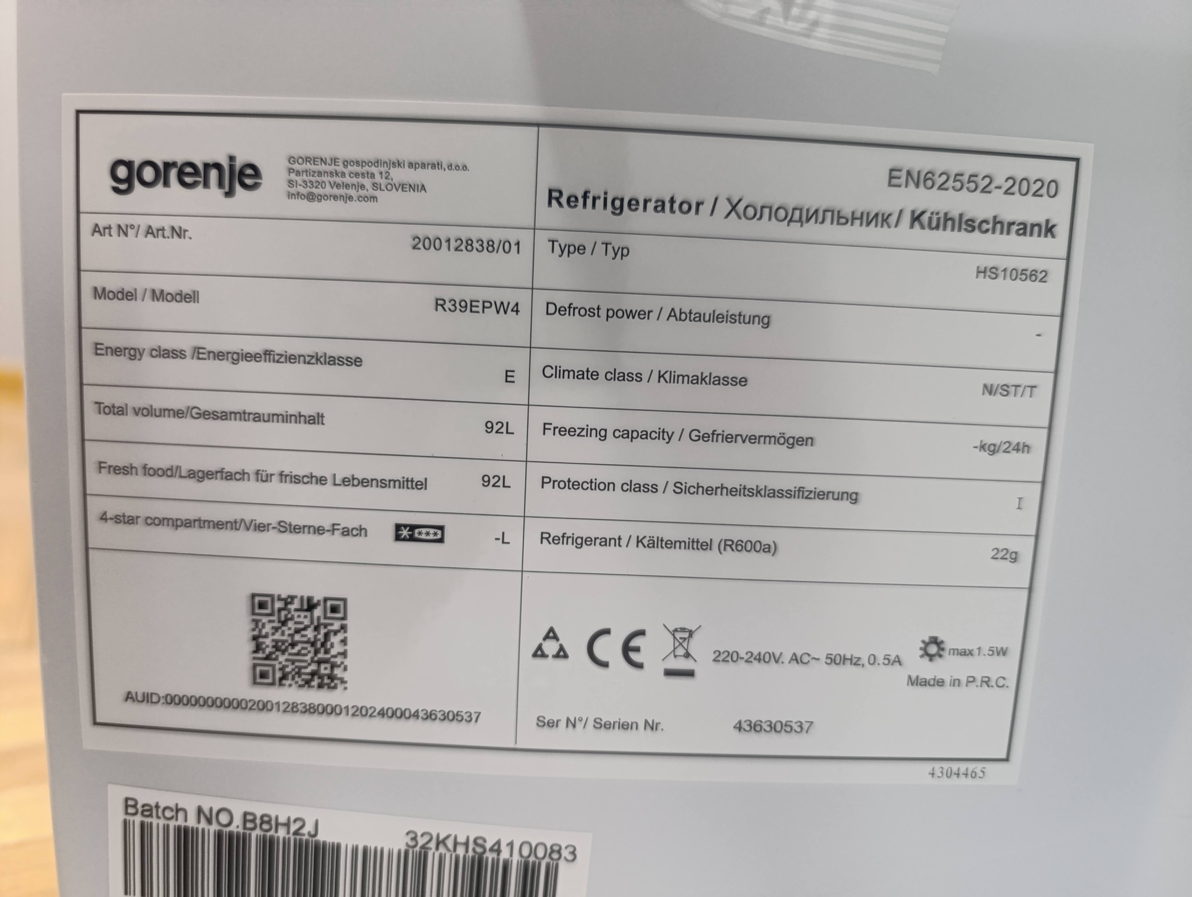 Frižider Gorenje R39EPW4, 92L