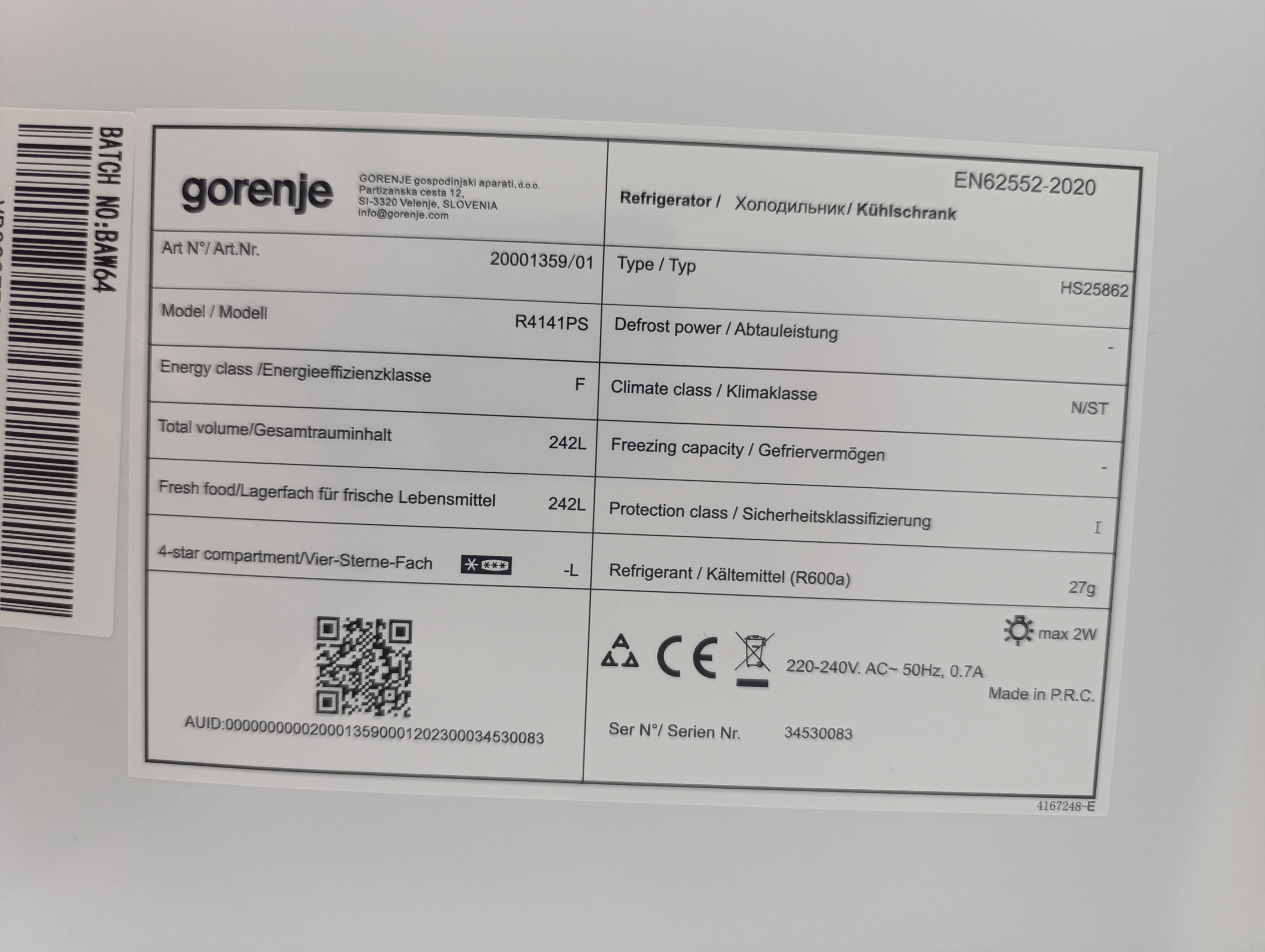 Frižider Gorenje R4141PS , 144 cm