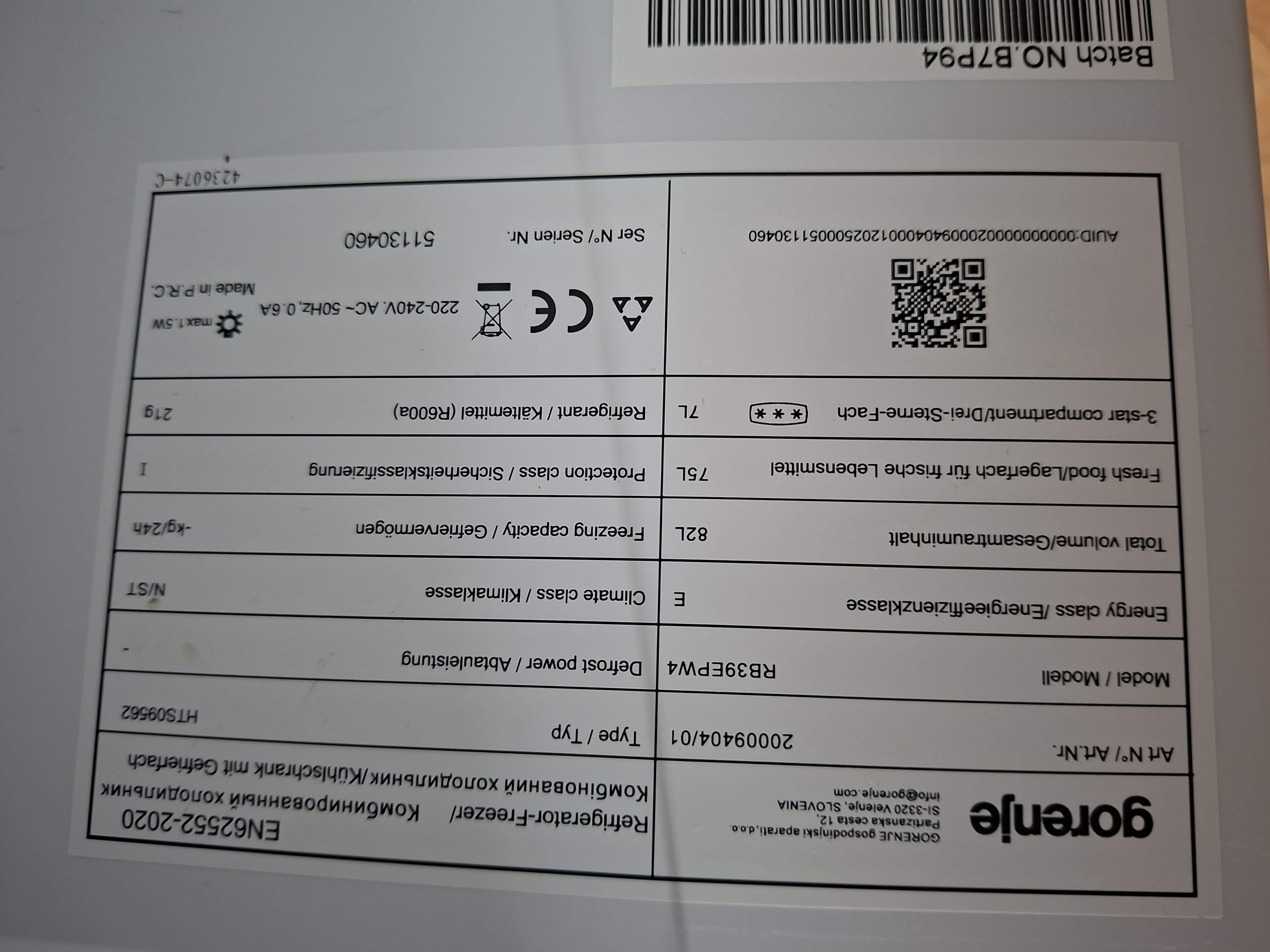 Frižider Gorenje RB39EPW4, 85 cm