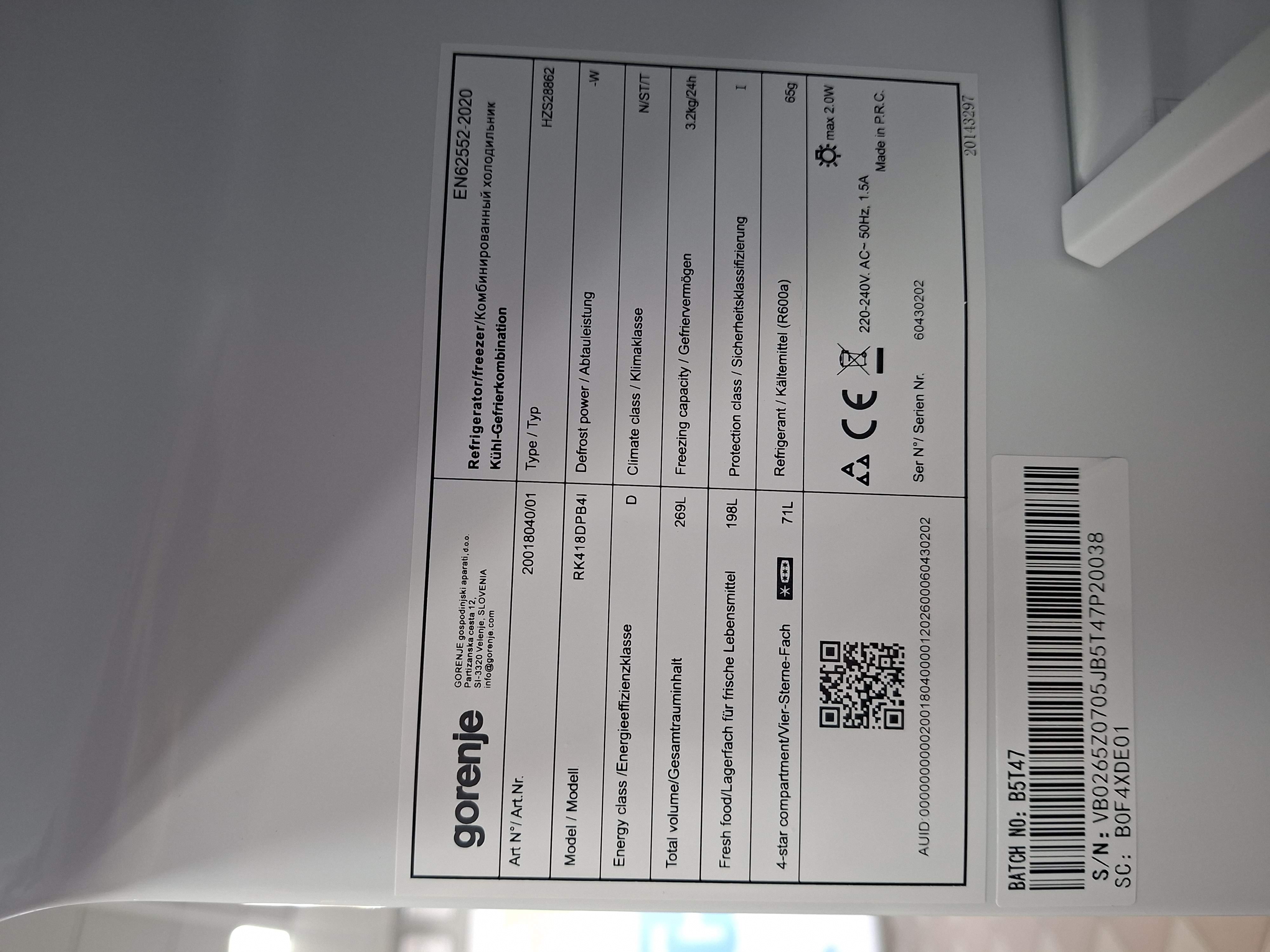 Frižider Gorenje RK418DPB4I,180 cm