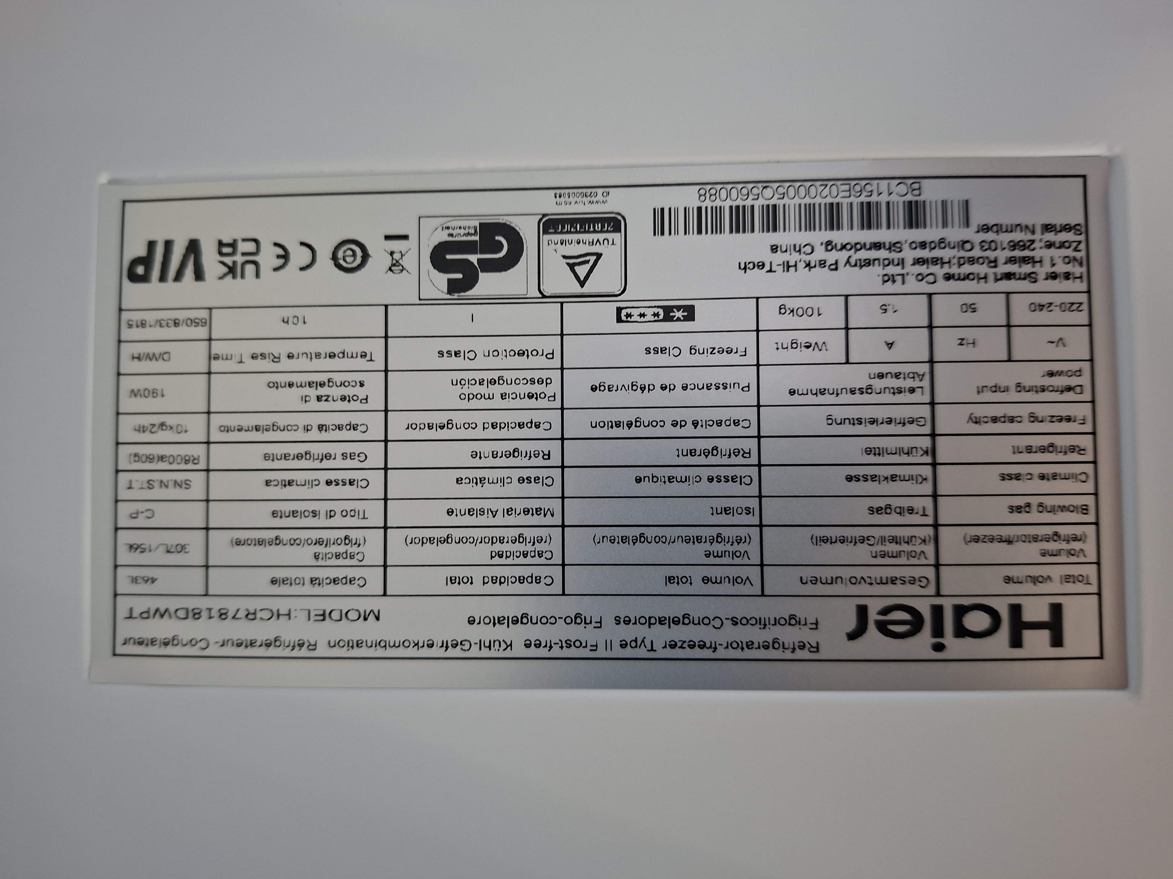 Frižider Haier HCR7818DWPT, 83cm