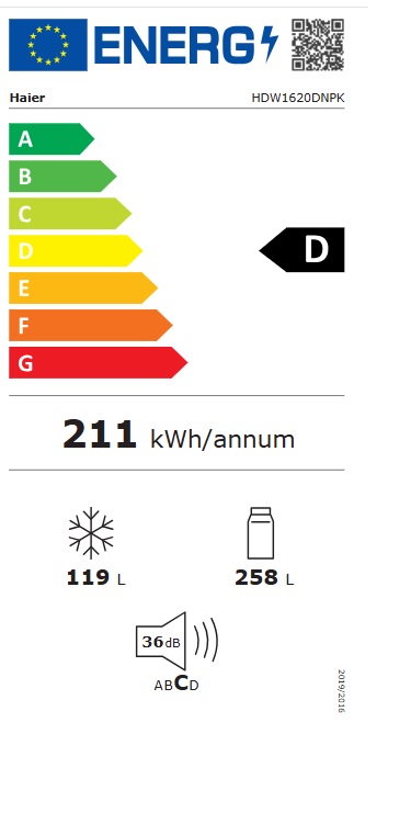 Frižider Haier HDW1620DNPK , 200 cm, No Frost