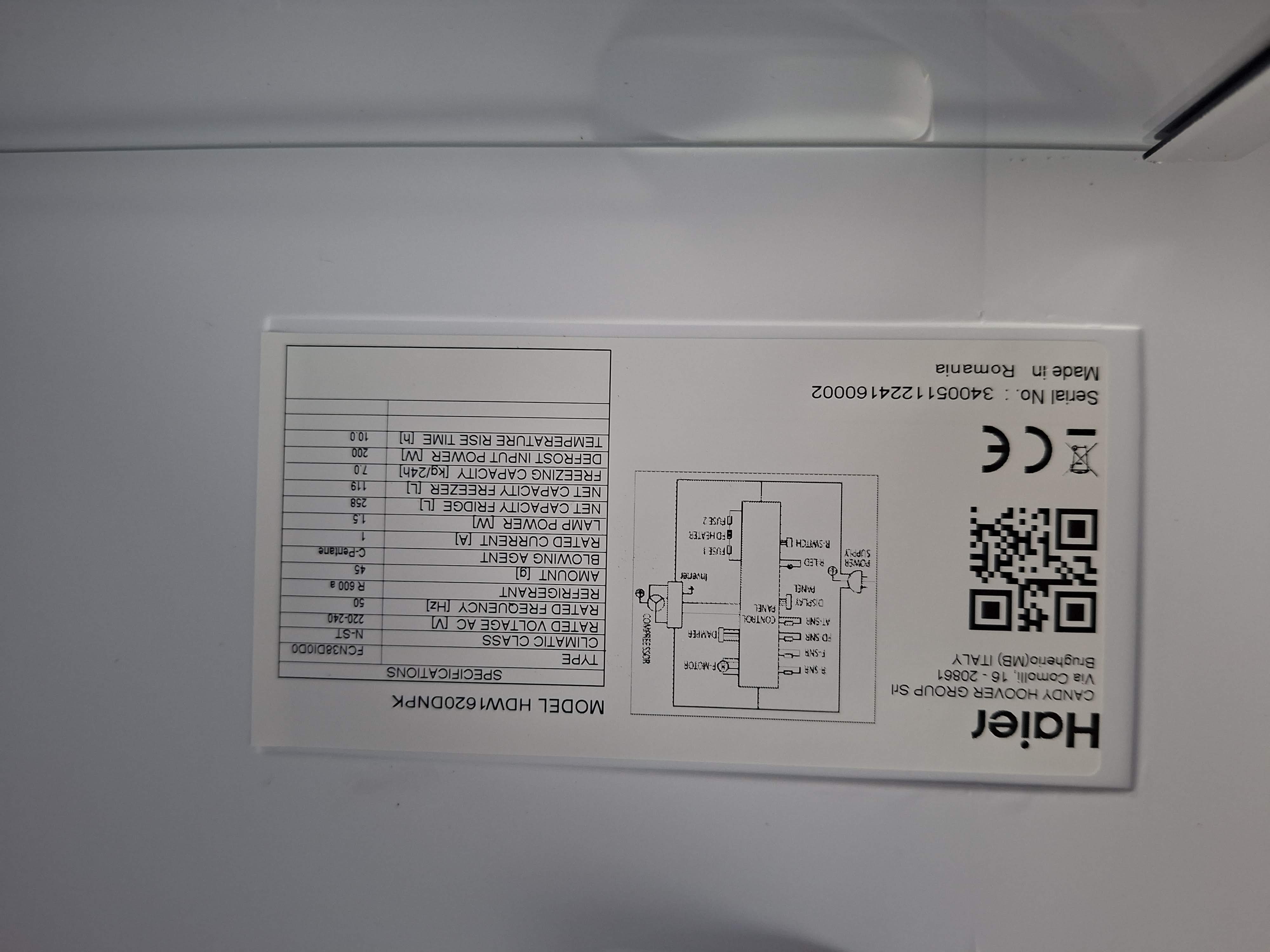 Frižider Haier HDW1620DNPK , 200 cm, No Frost