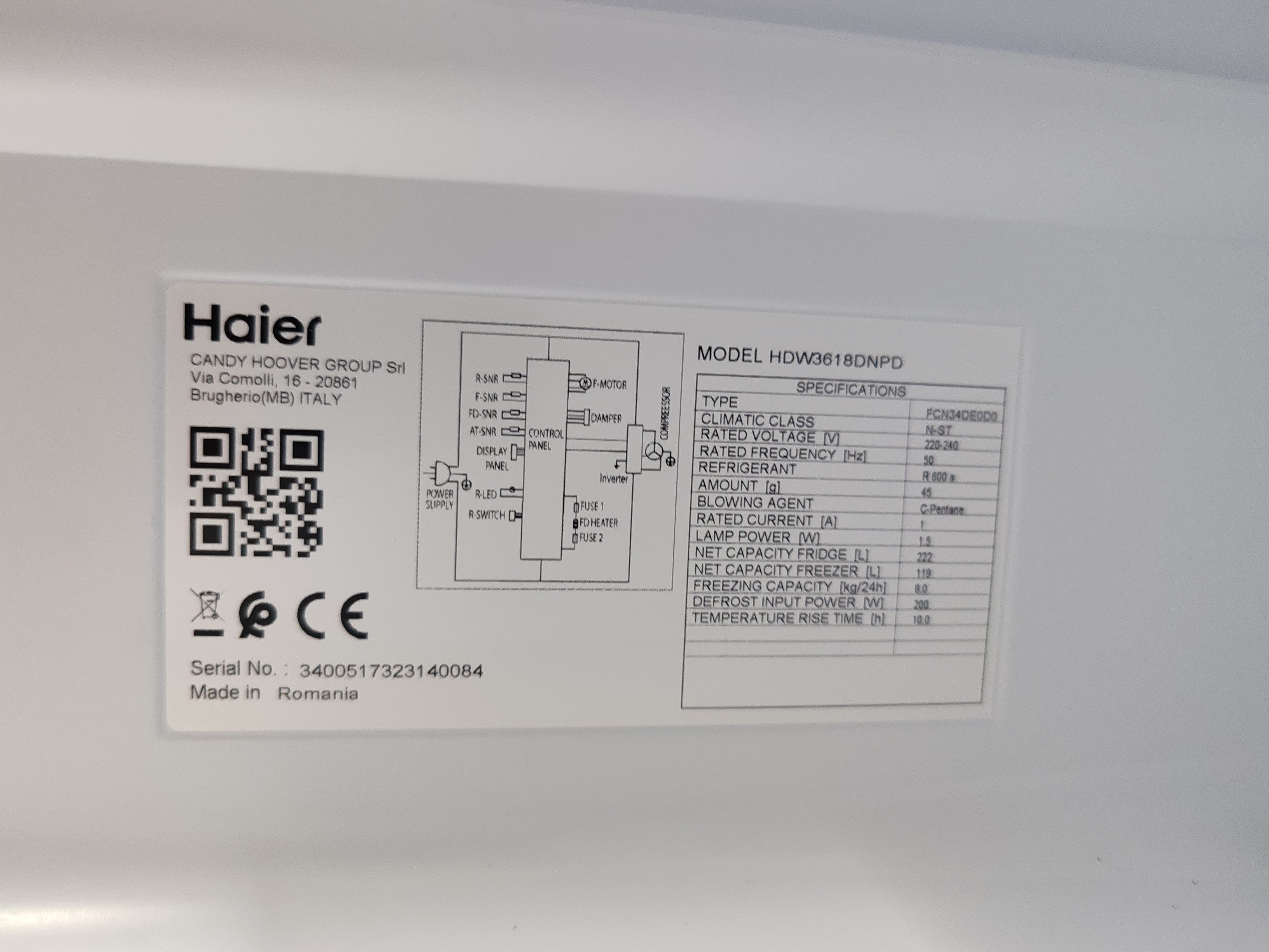 Frižider Haier HDW3618DNPD , 185 cm, No Frost