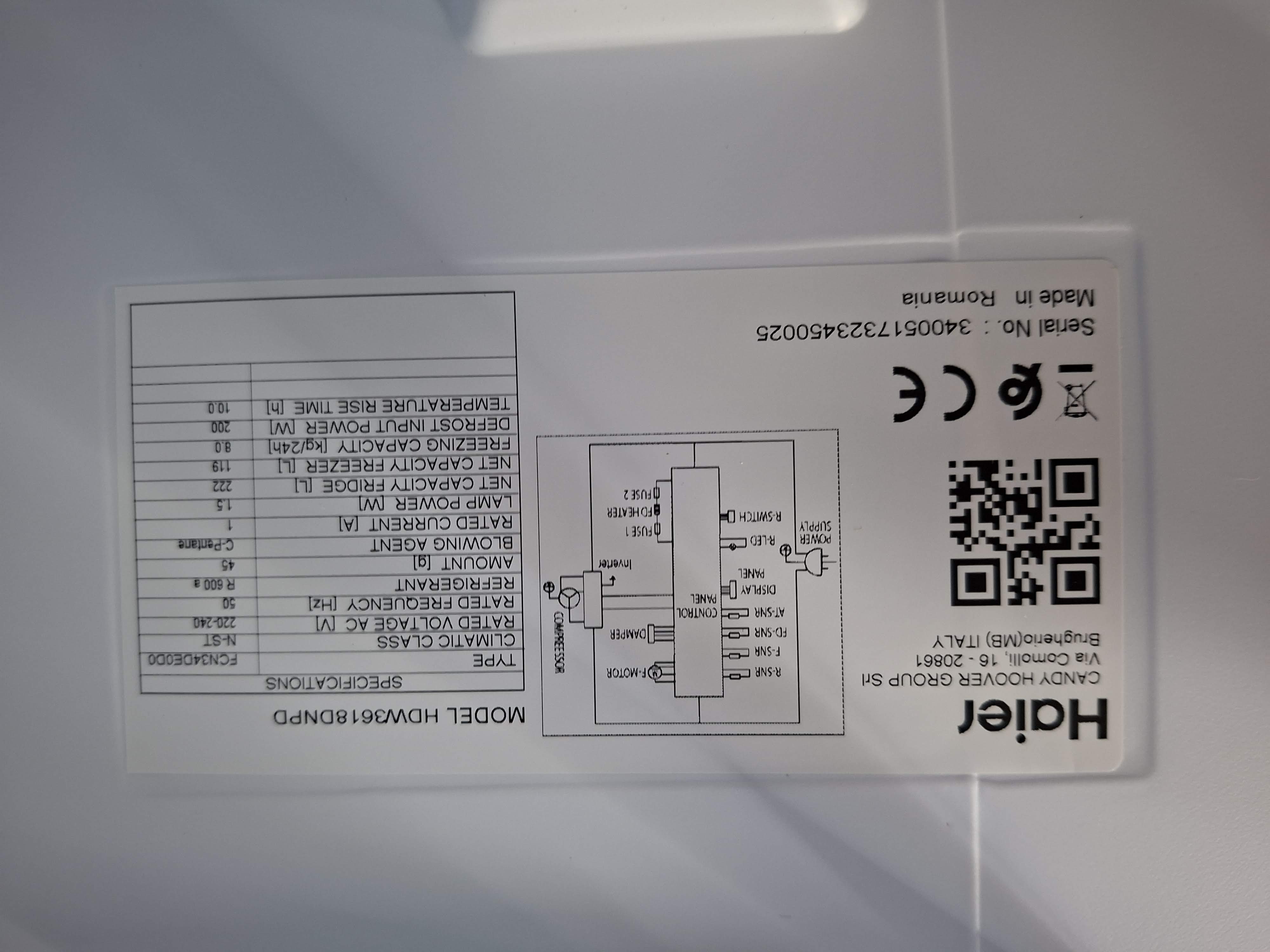 Frižider Haier HDW3618DNPD , 185 cm, No Frost