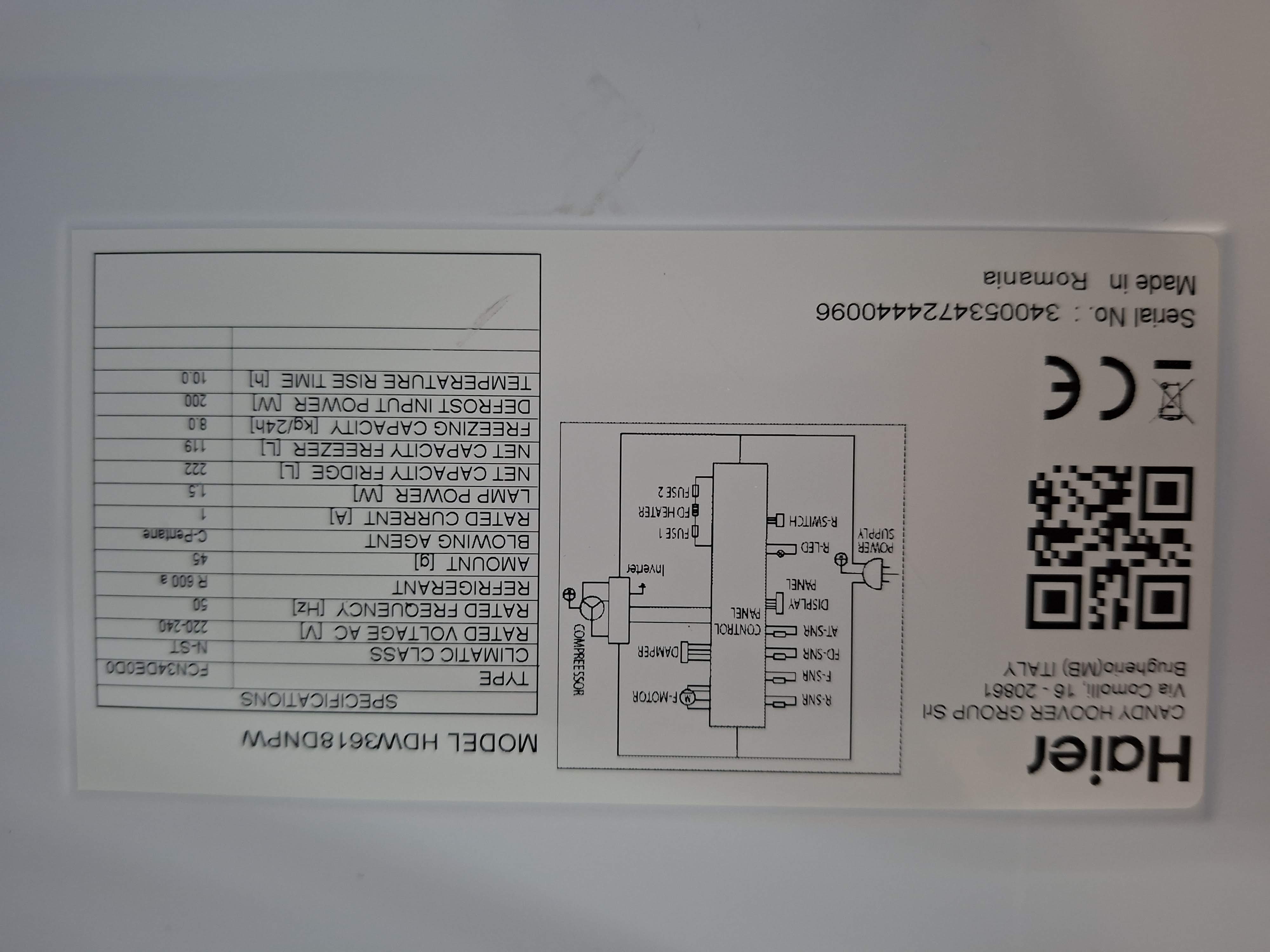 Frižider Haier HDW3618DNPW , 185 cm, No Frost