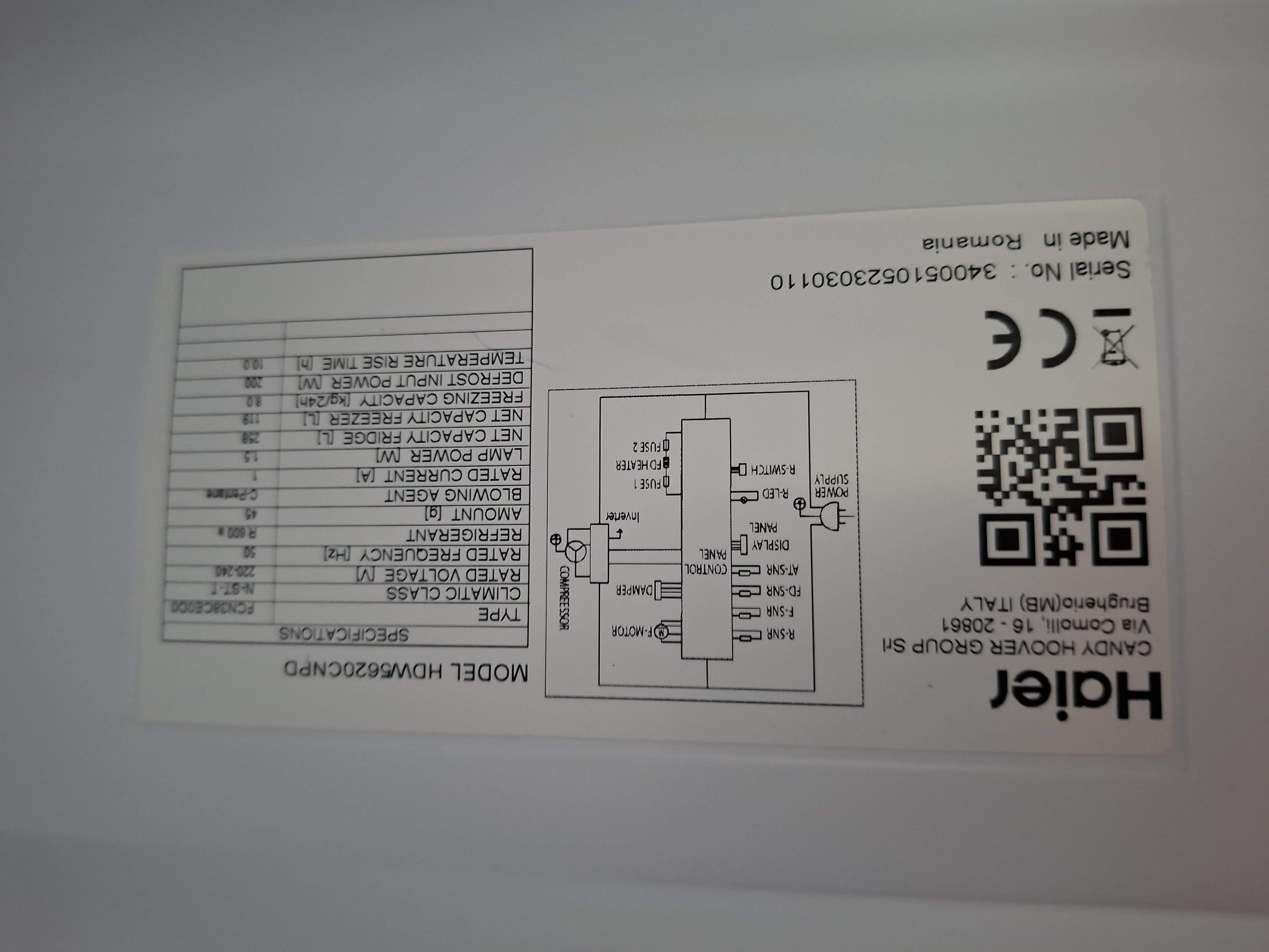 Frižider Haier HDW5620CNPD , 200 cm, No Frost