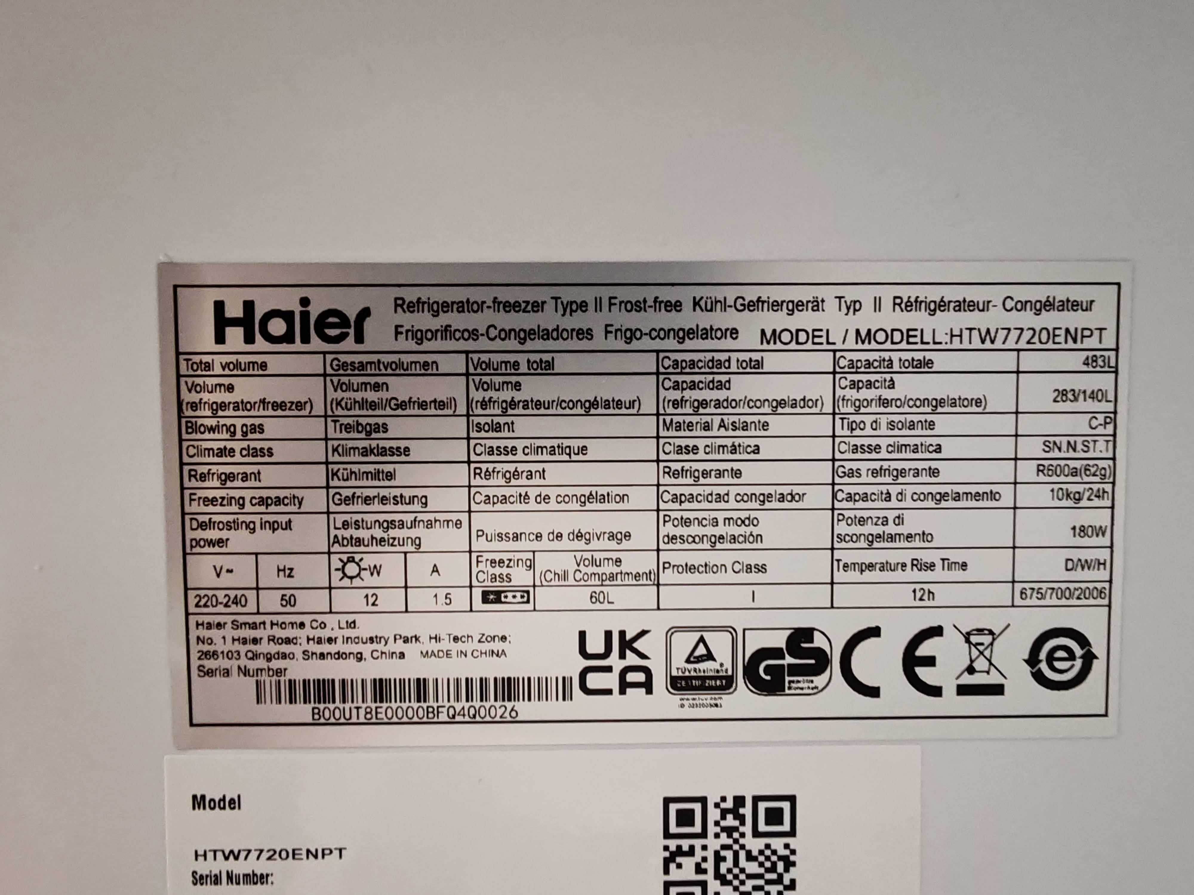 Frižider Haier HTW7720ENPT , 200 cm