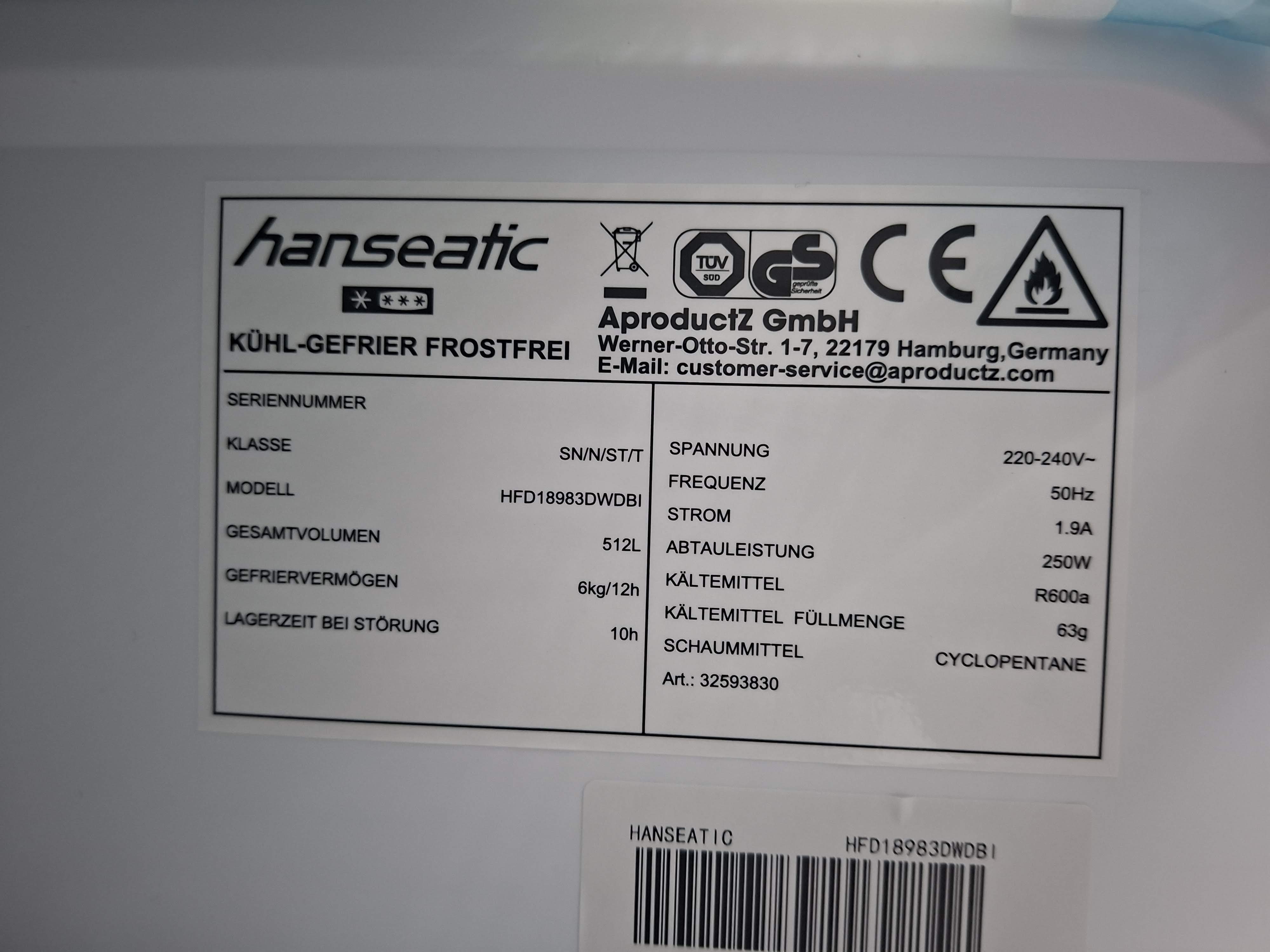 Frižider Hanseatic HFD18983DWDBI (2), 190 cm