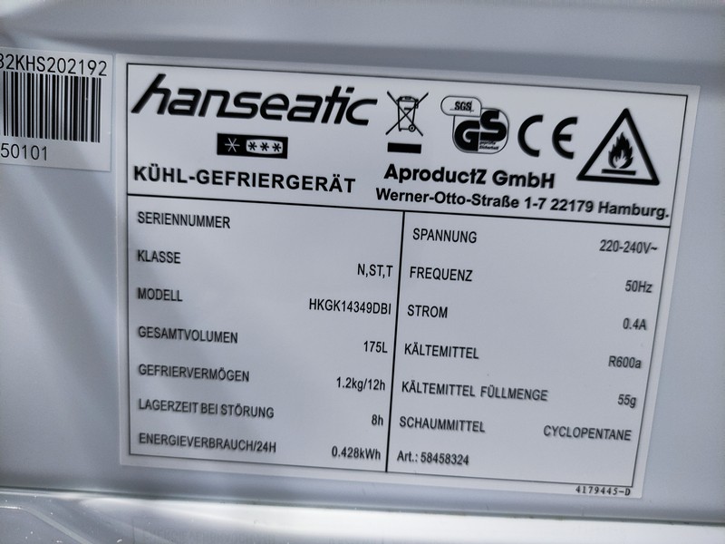 Frižider Hanseatic HKGK14349DBI (2) , 143cm