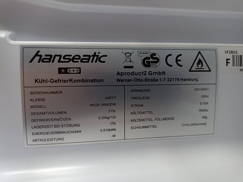 Frižider Hanseatic HKGK18560DW, 185 cm