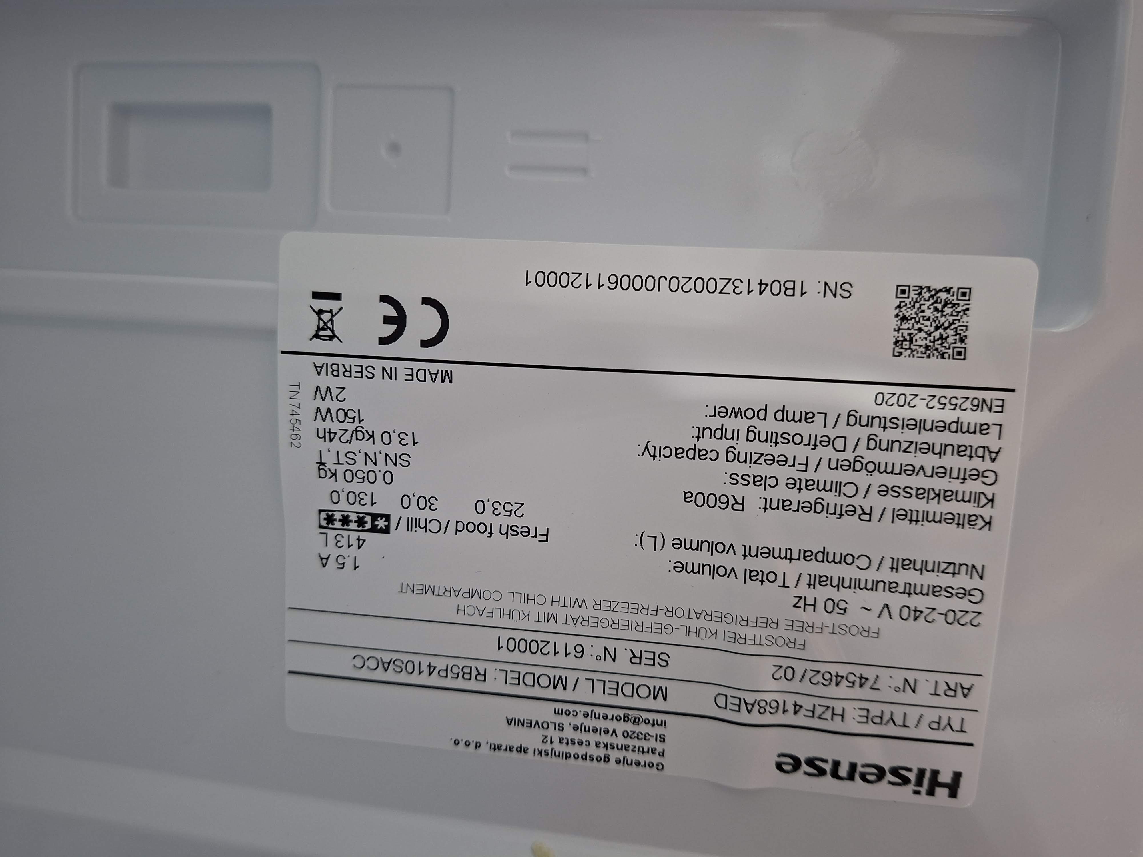 Frižider Hisense RB5P410SACC , 203 cm.