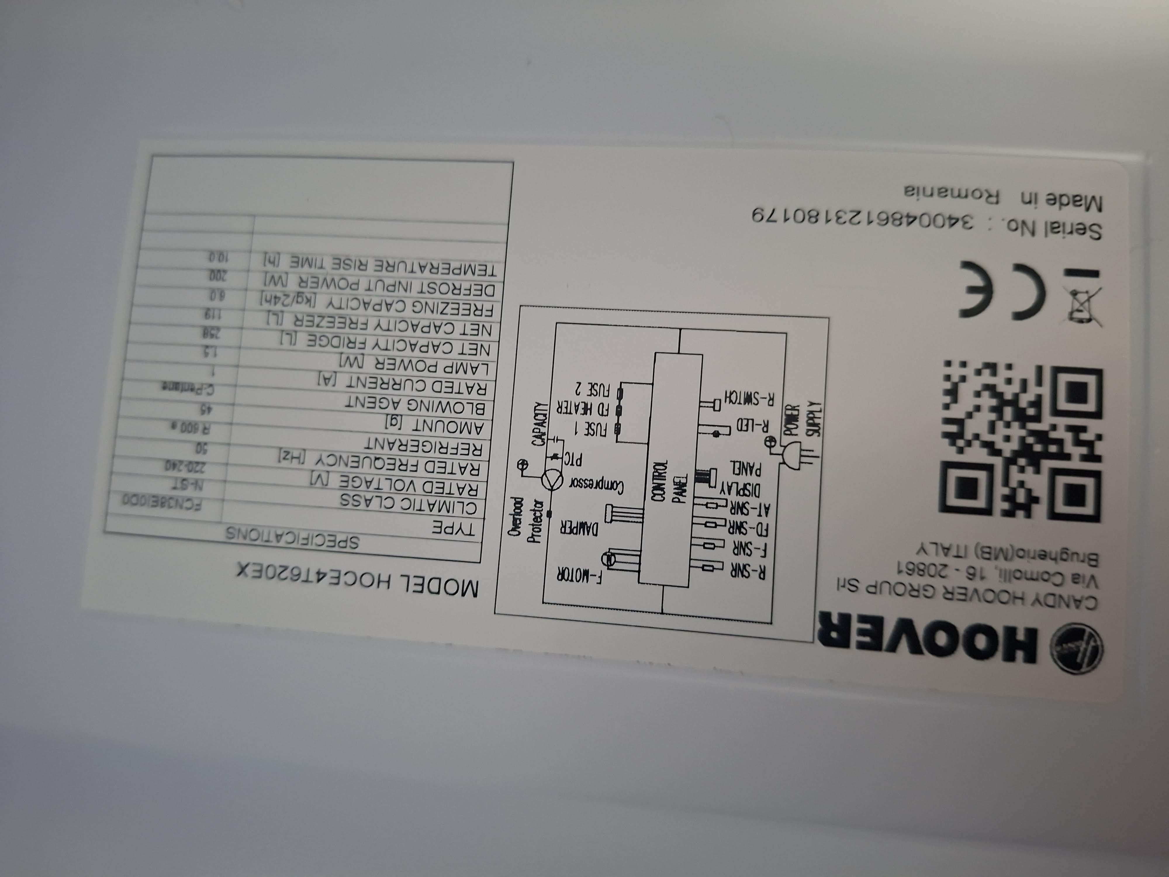 Frižider Hoover  HOCE4T620EX , 200 cm.