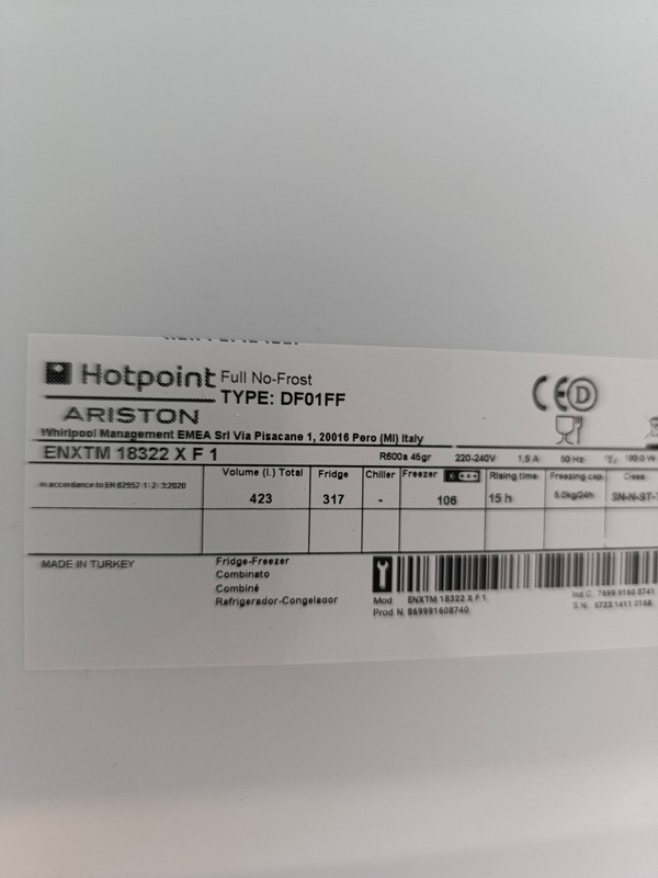 Frižider Hotpoint Ariston ENXTM 18322 X F 1, 180 cm