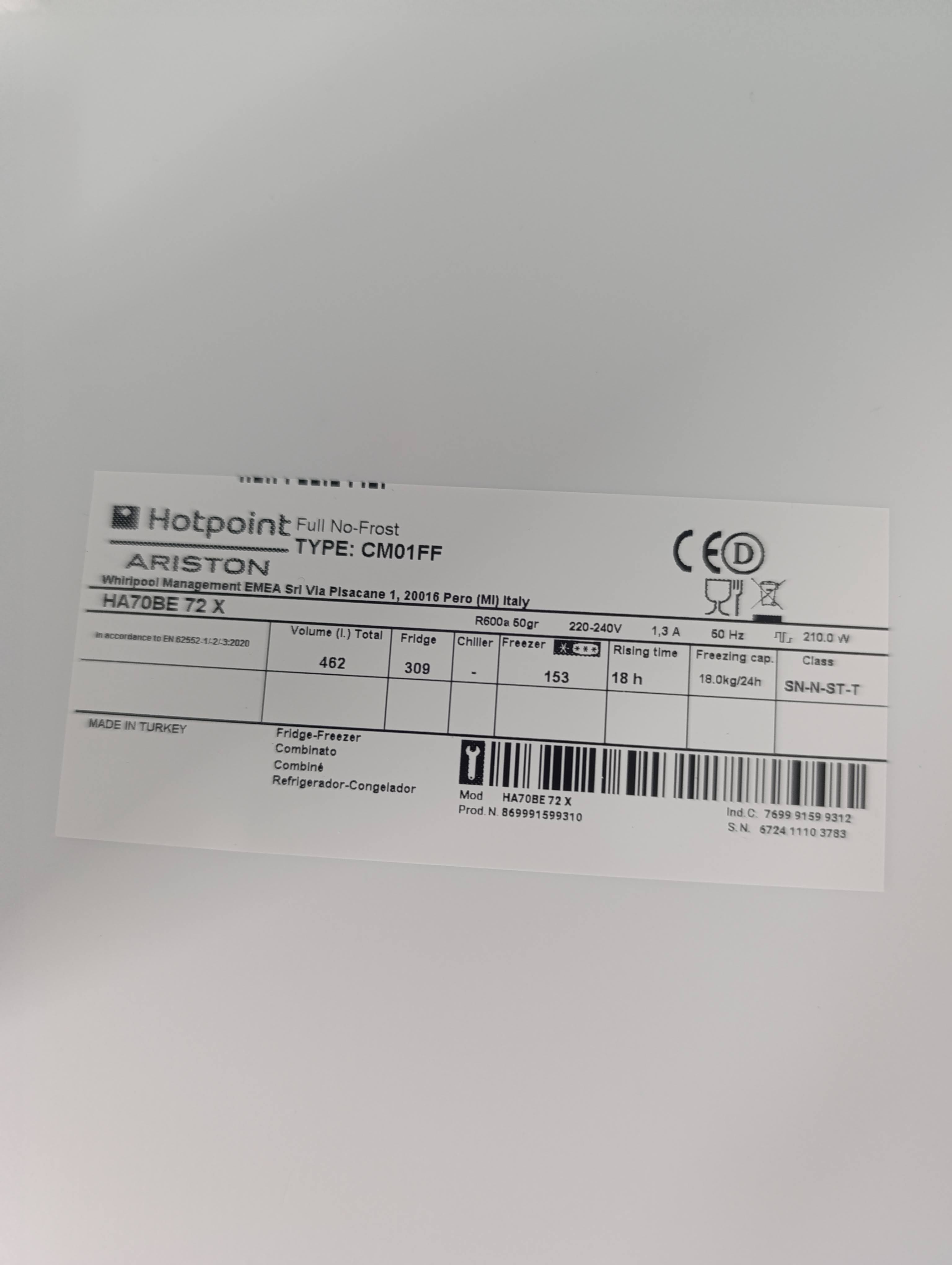 Frižider Hotpoint Ariston HA70BE 72 X , 70cm