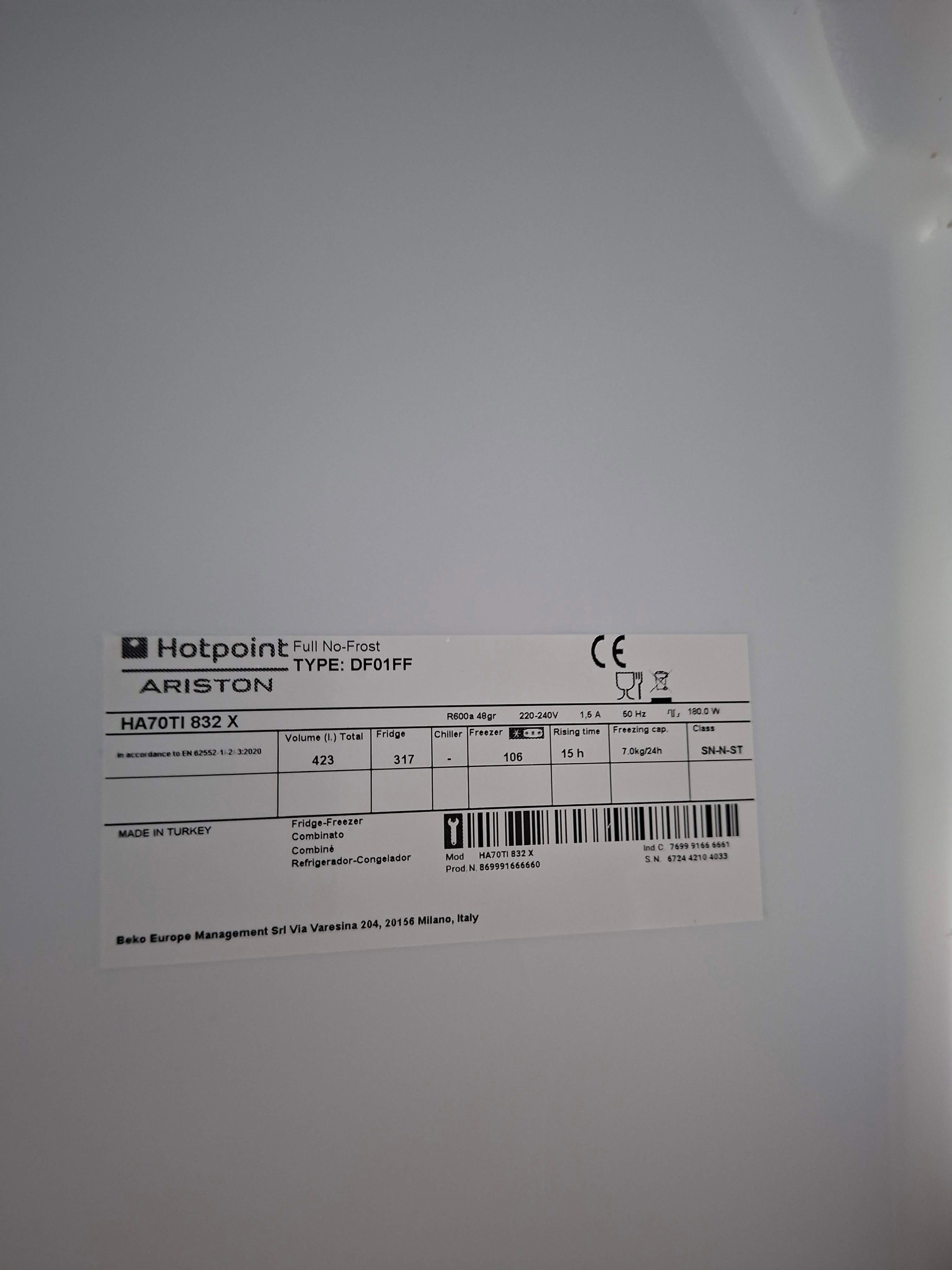 Frizider Hotpoint Ariston HA70TI 832X , 180 cm