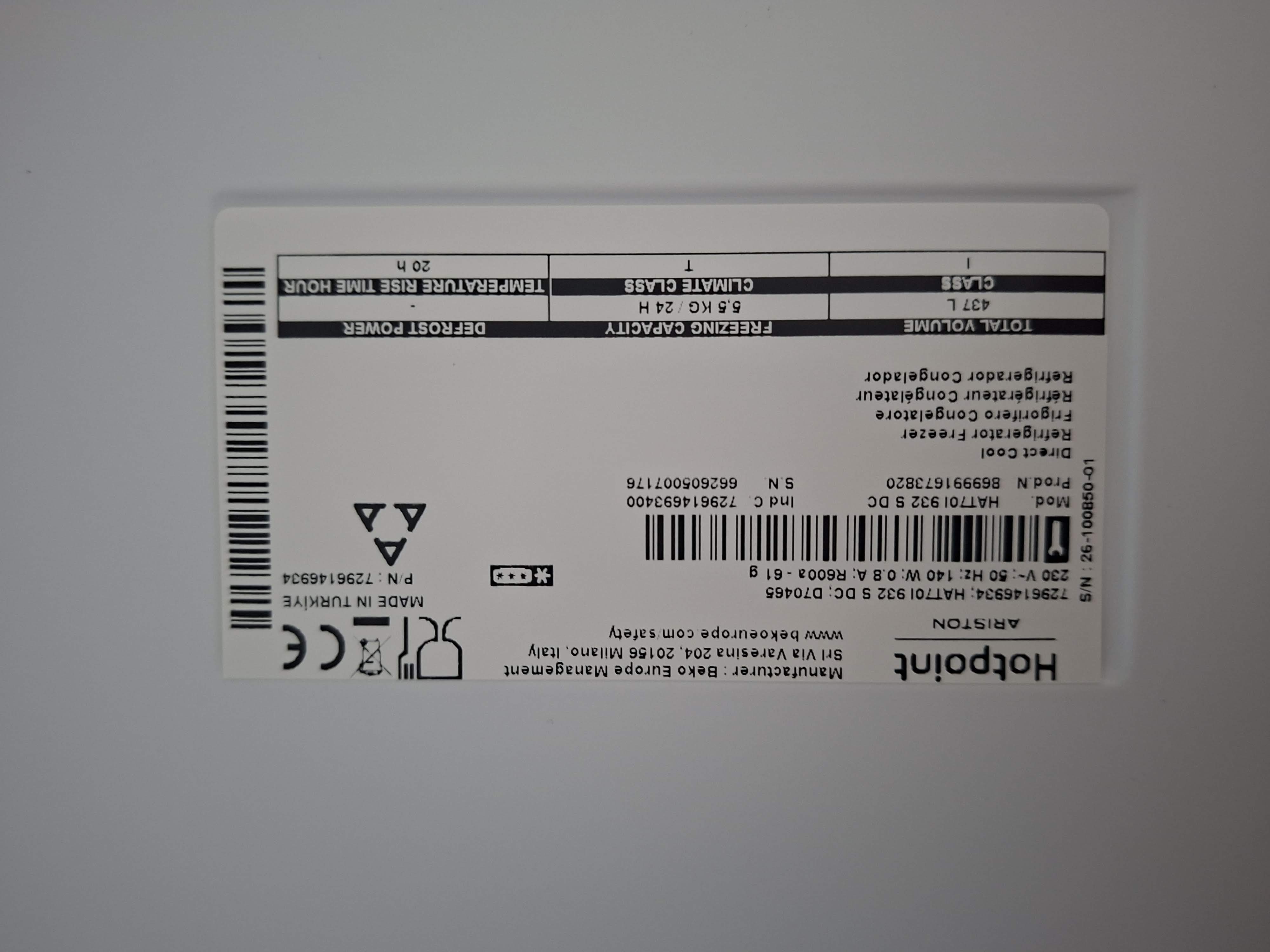 Frižider Hotpoint Ariston HAT70I 932 S DC , 185 cm