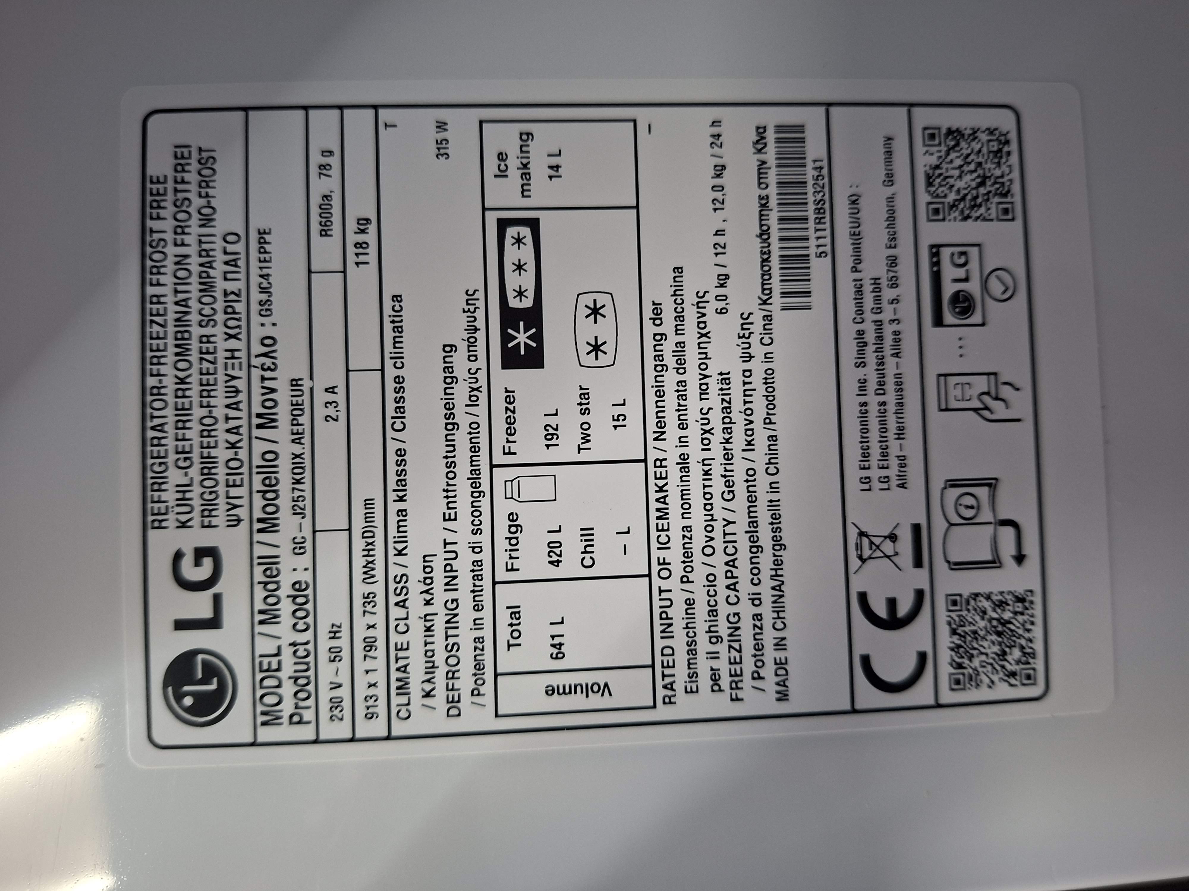 Frižider Lg GSJC41EPPE , Side by Side