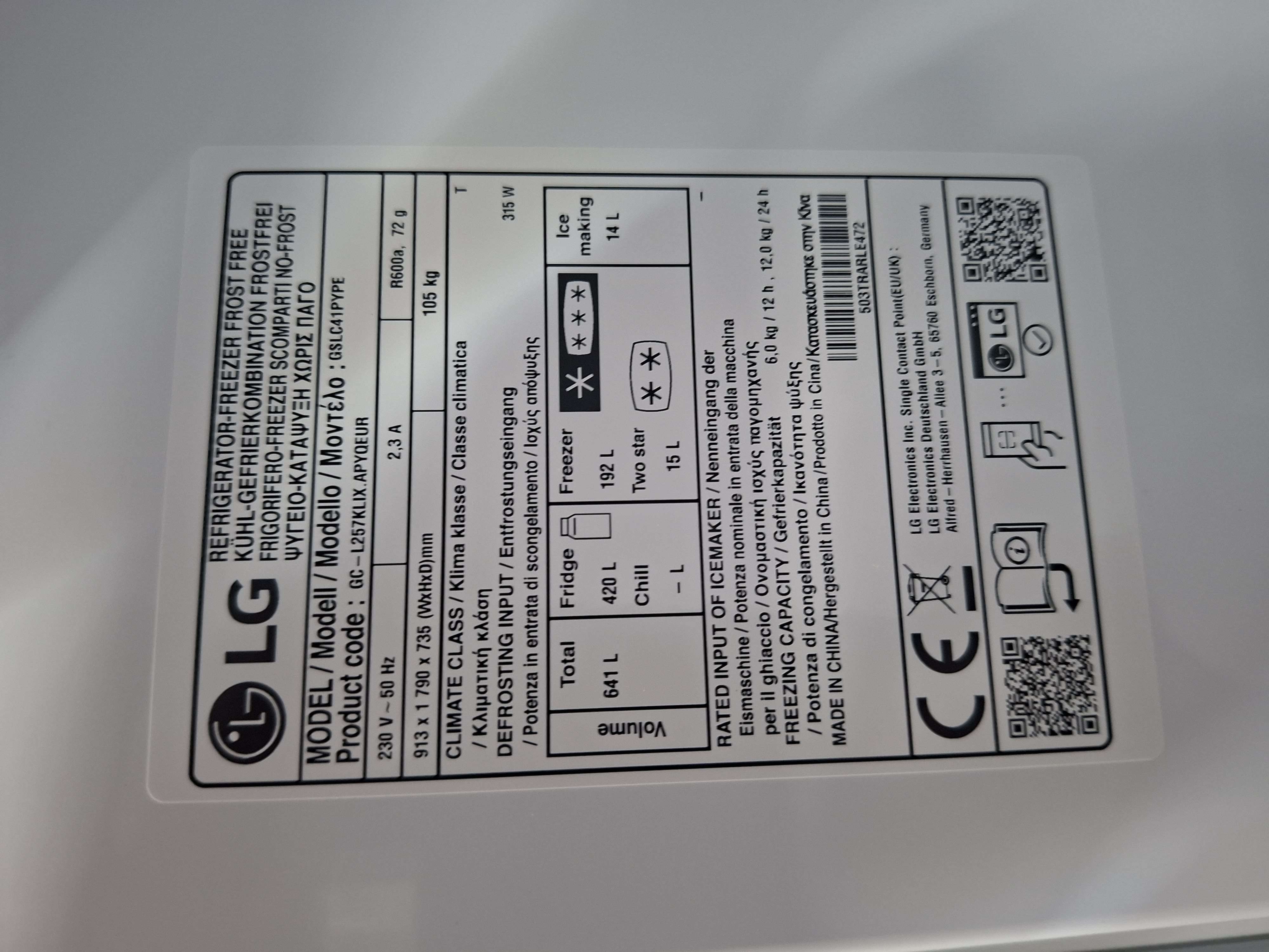 Frižider LG GSLC41PYPE , Side by Side