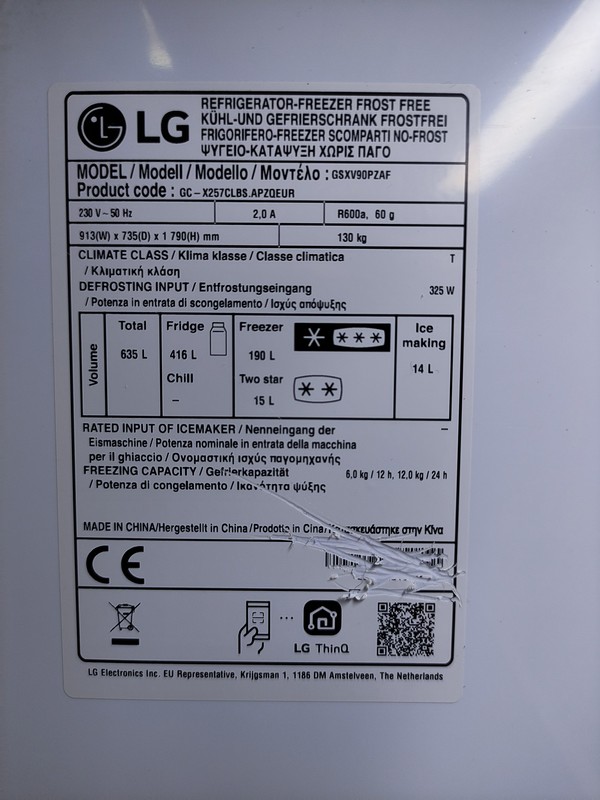 Frižider LG GSXV90PZAF, Side by Side