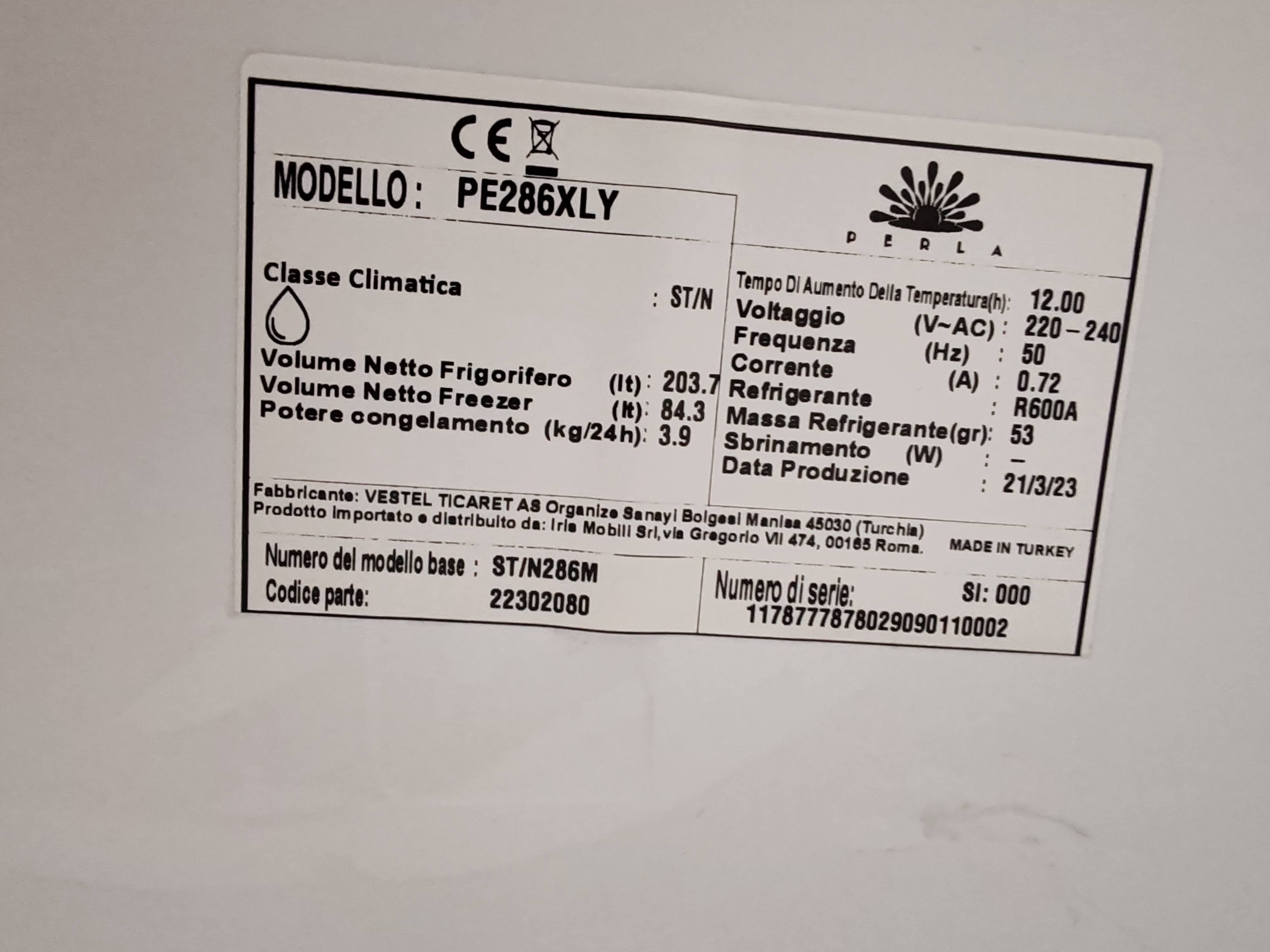 Frižider Perla PE286XLY (2), 180 cm.