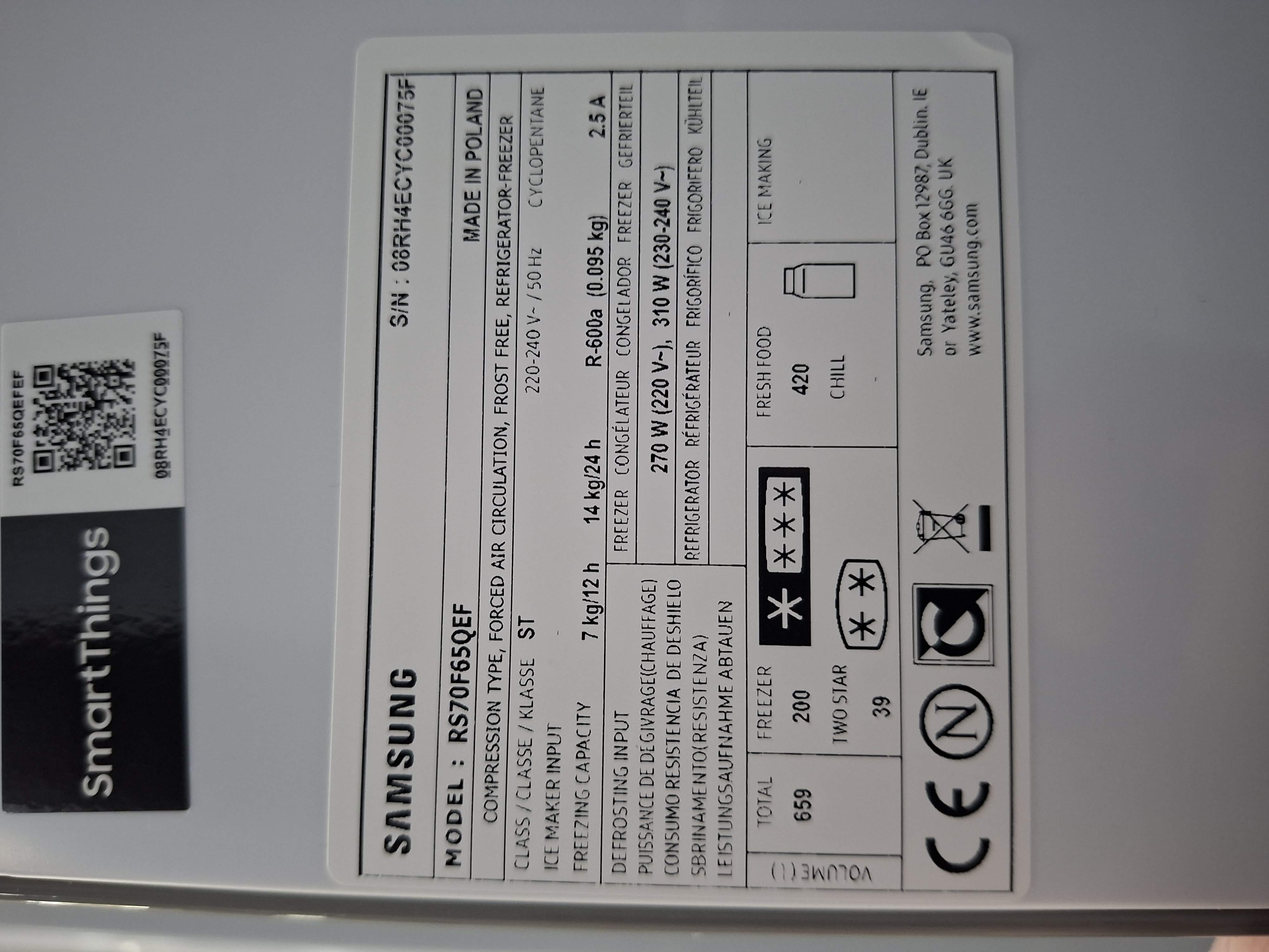 Frižider Samsung RS70F65QEF ,  Side by Side